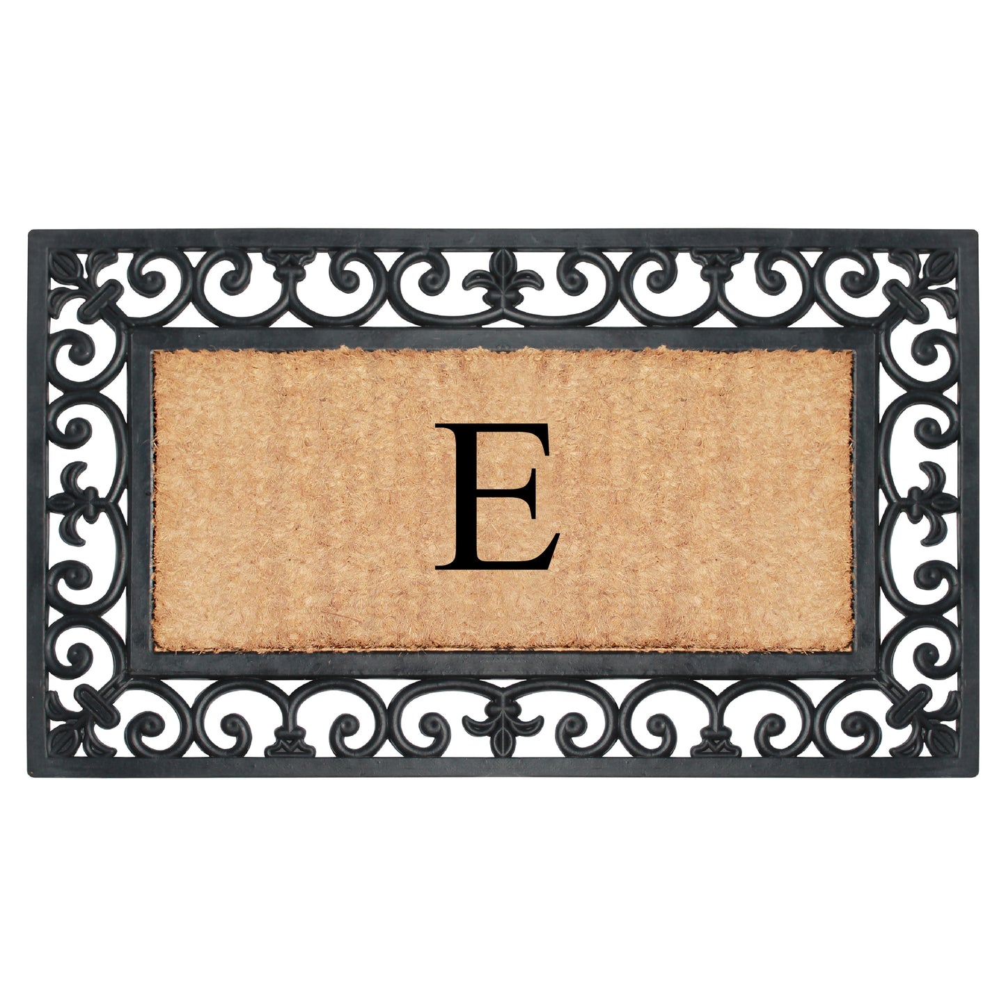 A1HC Natural Rubber & Coir 18x30, Monogrammed Doormat For Outdoor Entrance, Anti-Shed Treated Mat