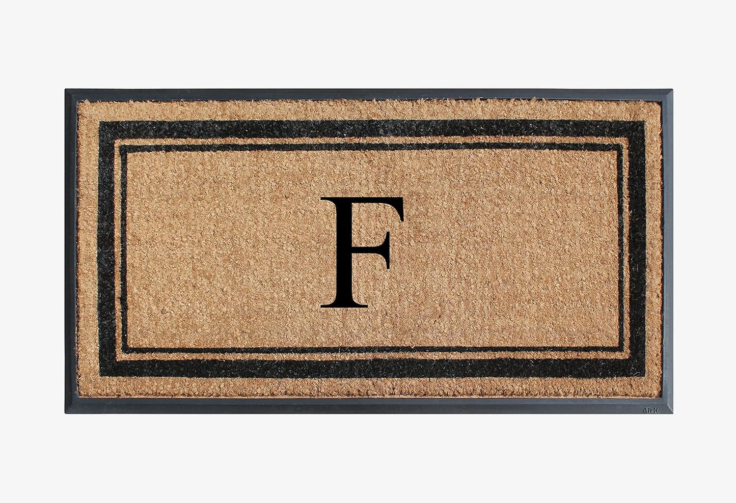 A1HC Natural Rubber Coir Outdoor Doormat 24x48 Monogrammed Anti-Shed Treated Durable Front Door Mat