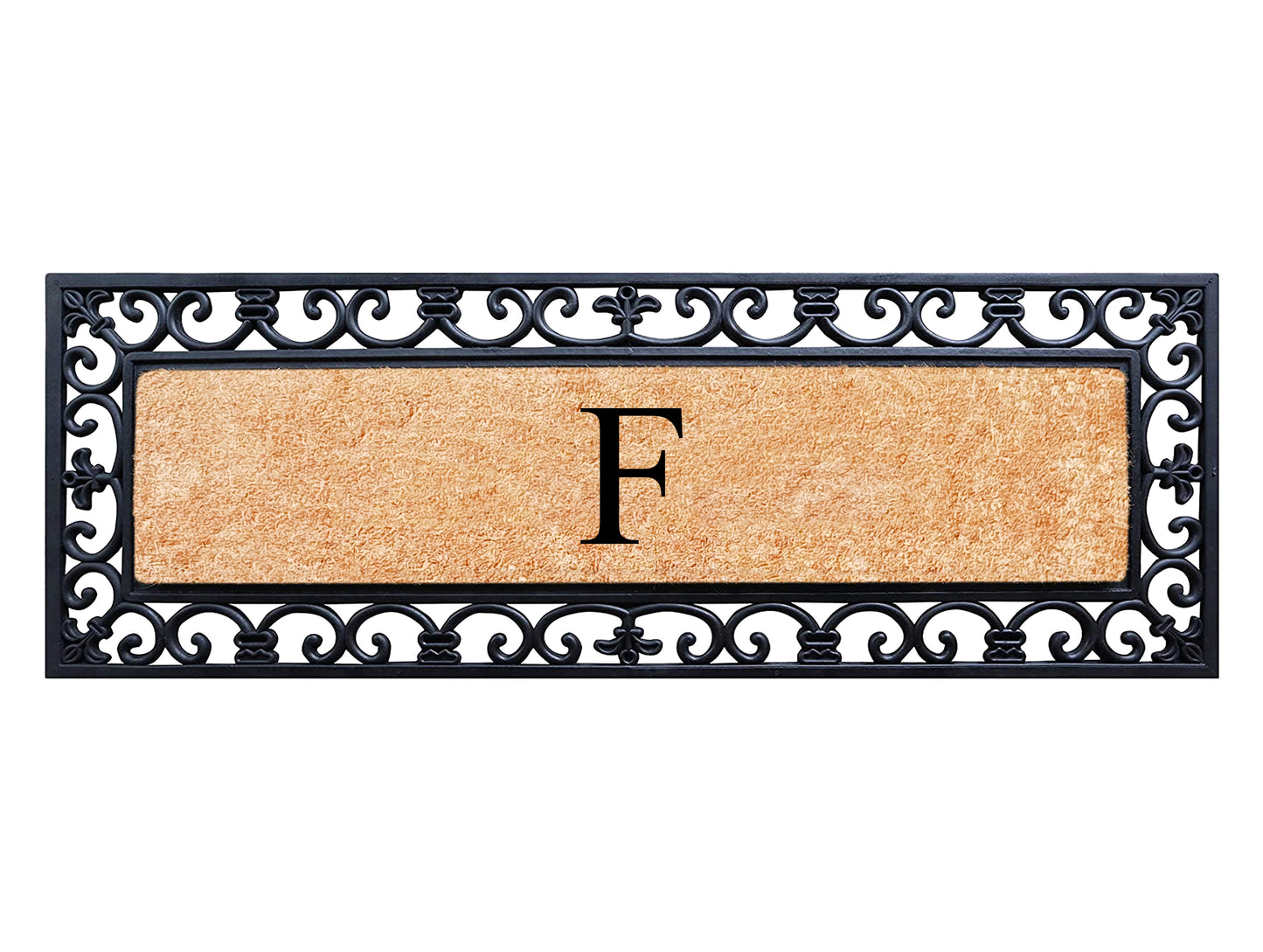 A1HC Rubber Coir Doormat For Outdoor Entrance, Anti-Shed Treated Front Door Mat 18x48, Monogrammed