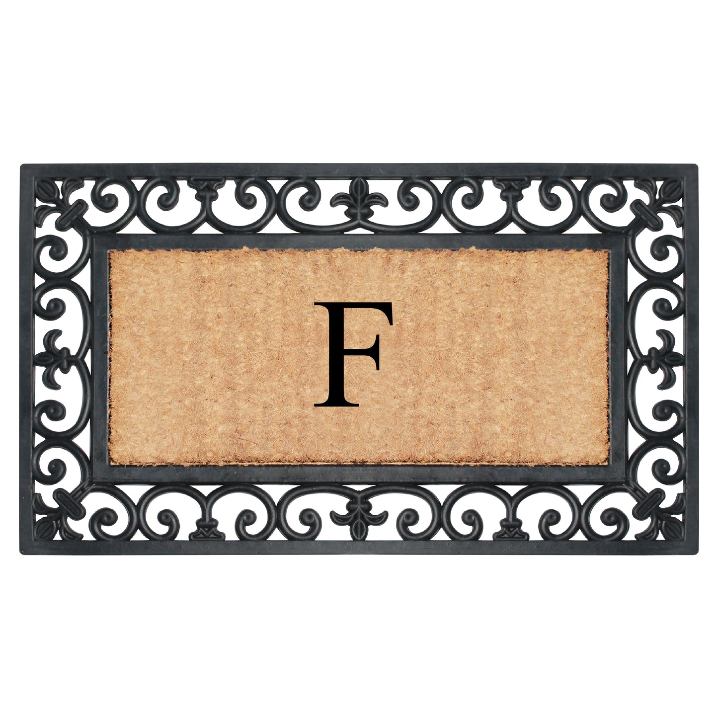 A1HC Natural Rubber & Coir 18x30, Monogrammed Doormat For Outdoor Entrance, Anti-Shed Treated Mat