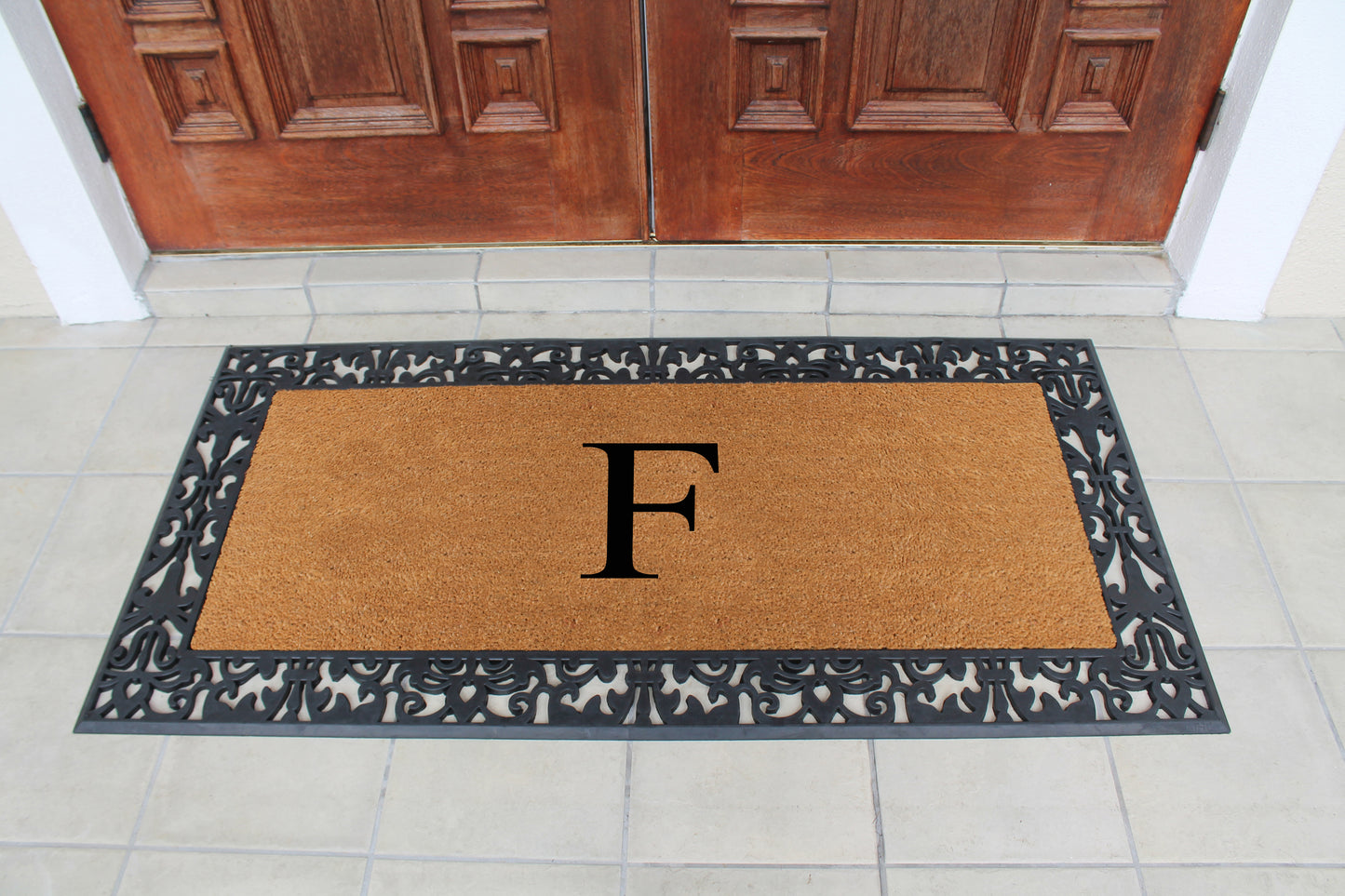 A1HC Natural Coir Monogrammed Outdoor Entrance Door Mat 30X60, Anti-Shed Treated Durable Doormat
