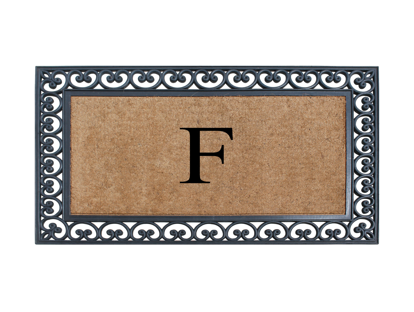 A1HC Natural Rubber & Coir 30x48, Monogrammed Doormat For Outdoor Entrance, Anti-Shed Treated Mat