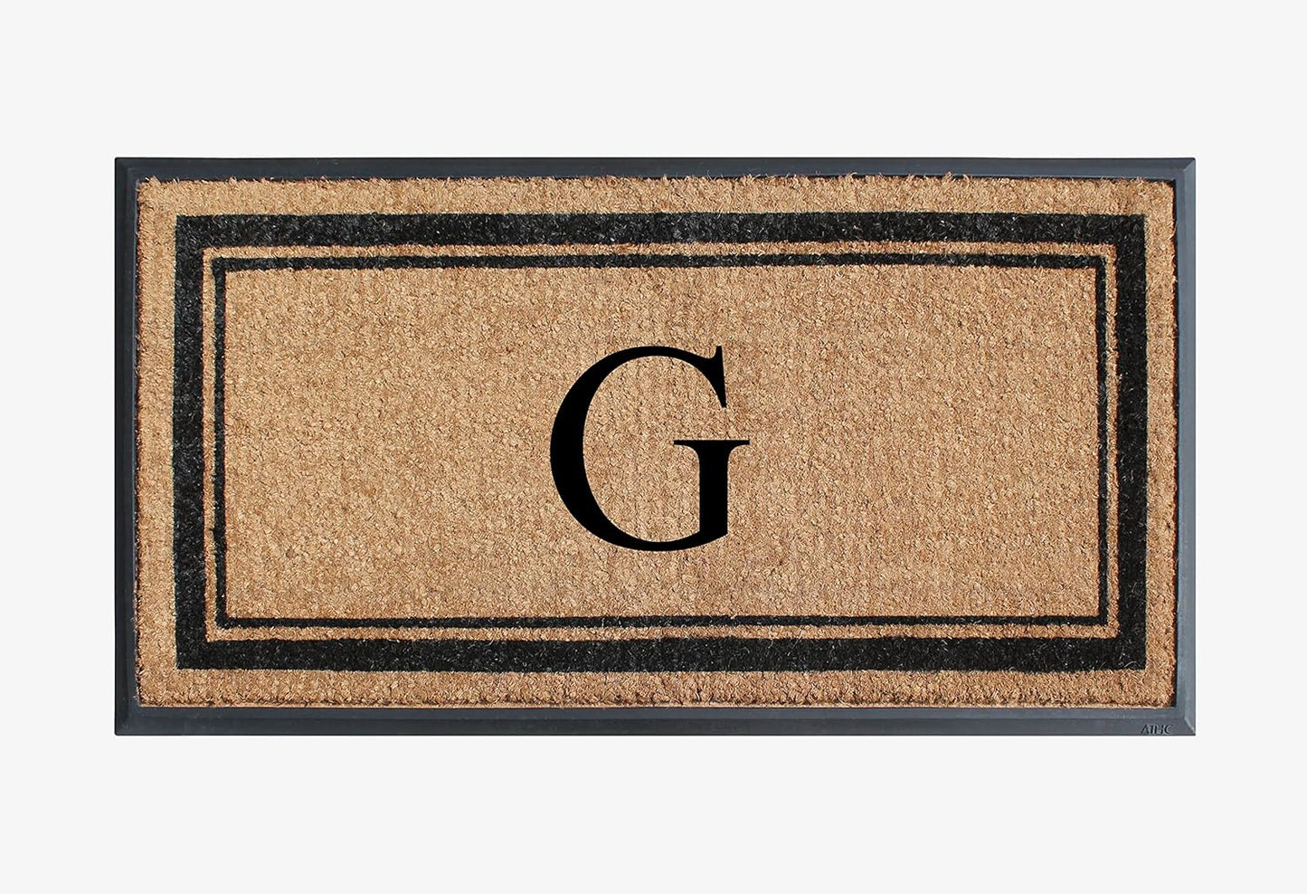 A1HC Natural Rubber Coir Outdoor Doormat 24x48 Monogrammed Anti-Shed Treated Durable Front Door Mat