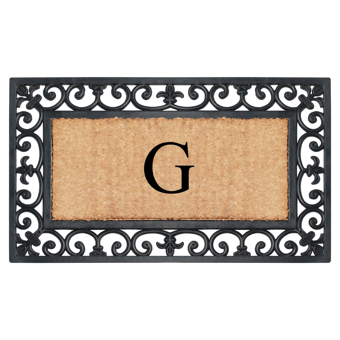 A1HC Natural Rubber & Coir 18x30, Monogrammed Doormat For Outdoor Entrance, Anti-Shed Treated Mat