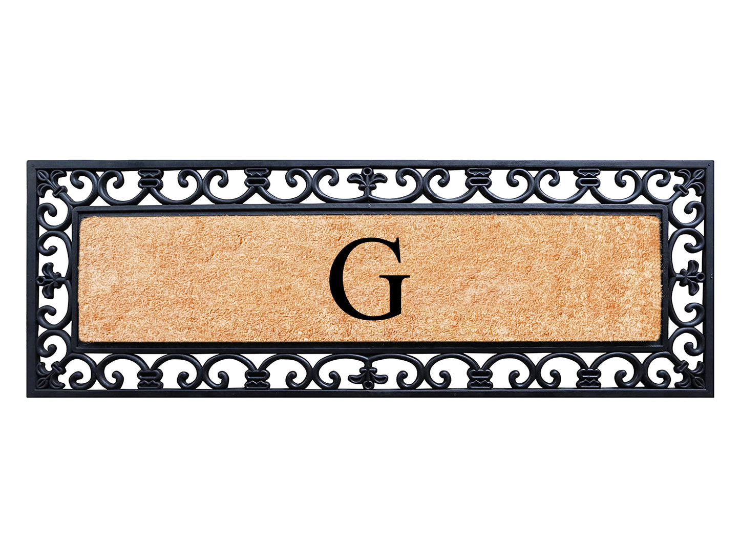 A1HC Rubber Coir Doormat For Outdoor Entrance, Anti-Shed Treated Front Door Mat 18x48, Monogrammed