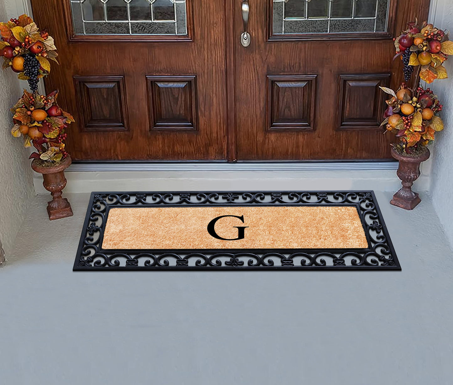 A1HC Rubber Coir Doormat For Outdoor Entrance, Anti-Shed Treated Front Door Mat 18x48, Monogrammed