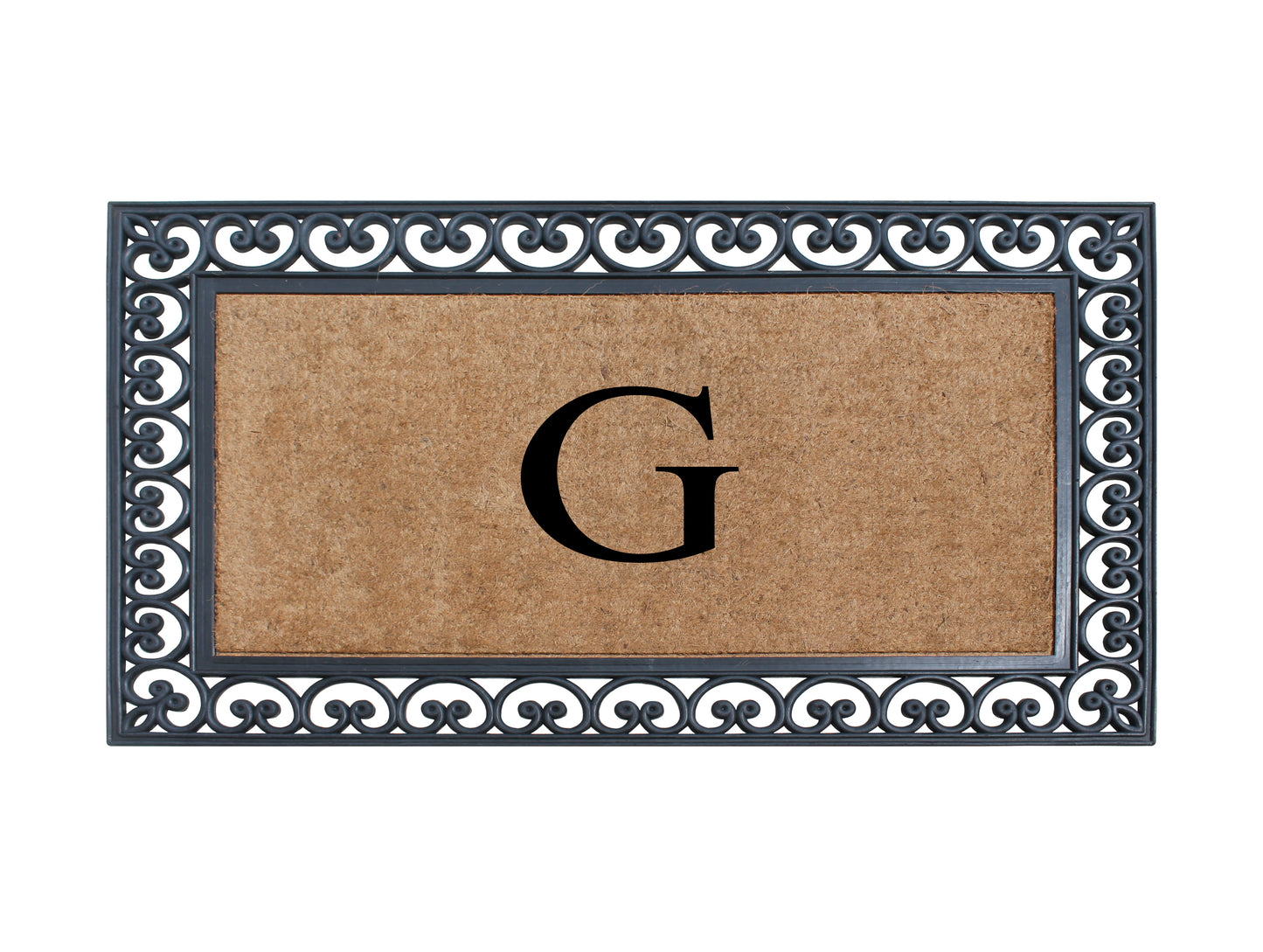 A1HC Natural Rubber & Coir 30x48, Monogrammed Doormat For Outdoor Entrance, Anti-Shed Treated Mat