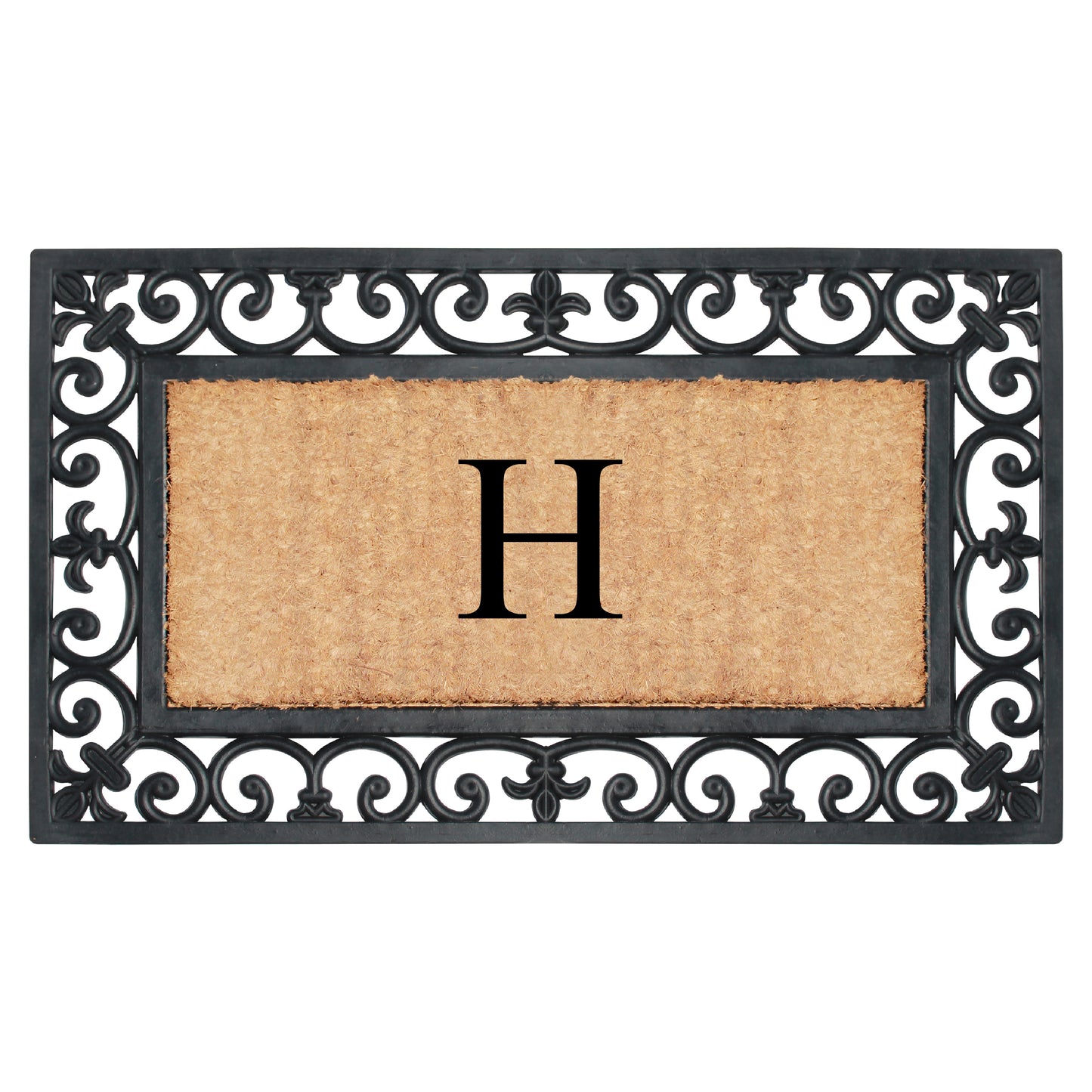 A1HC Natural Rubber & Coir 18x30, Monogrammed Doormat For Outdoor Entrance, Anti-Shed Treated Mat