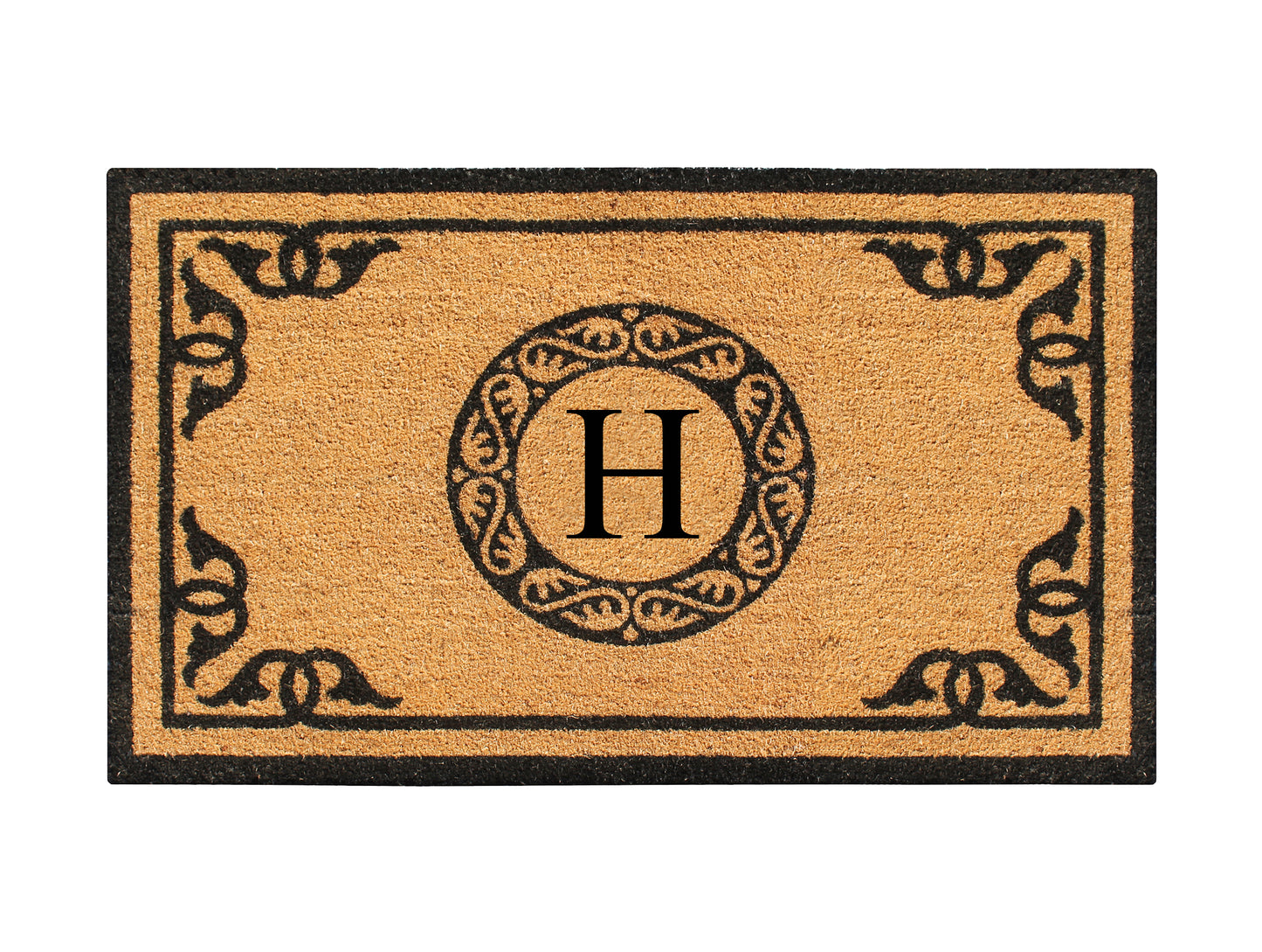 A1HC Natural Coir Door Mat 24x39, Anti-Shed Treated Durable Doormat for Outdoor Entrance Monogrammed