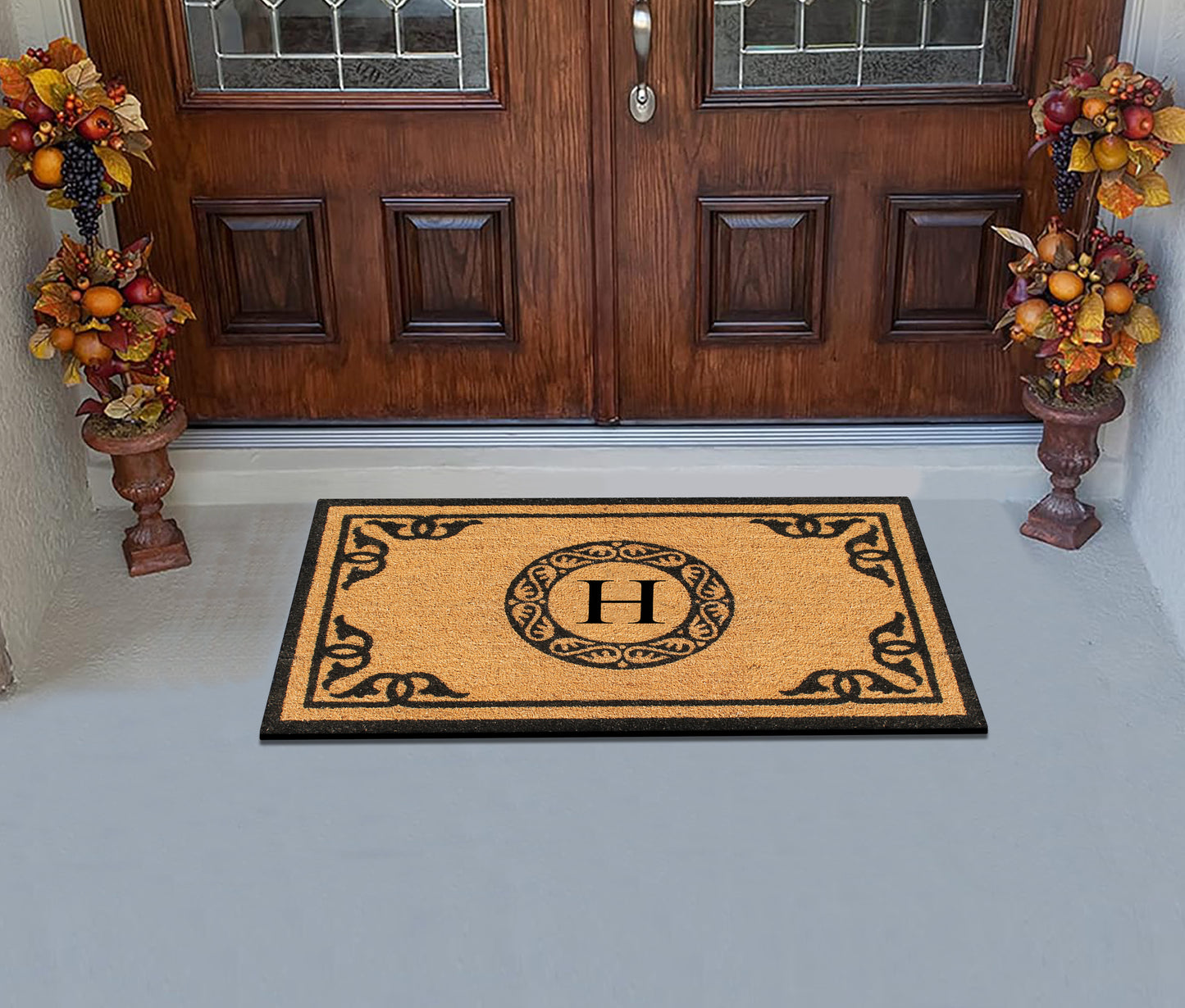 A1HC Natural Coir Door Mat 24x39, Anti-Shed Treated Durable Doormat for Outdoor Entrance Monogrammed