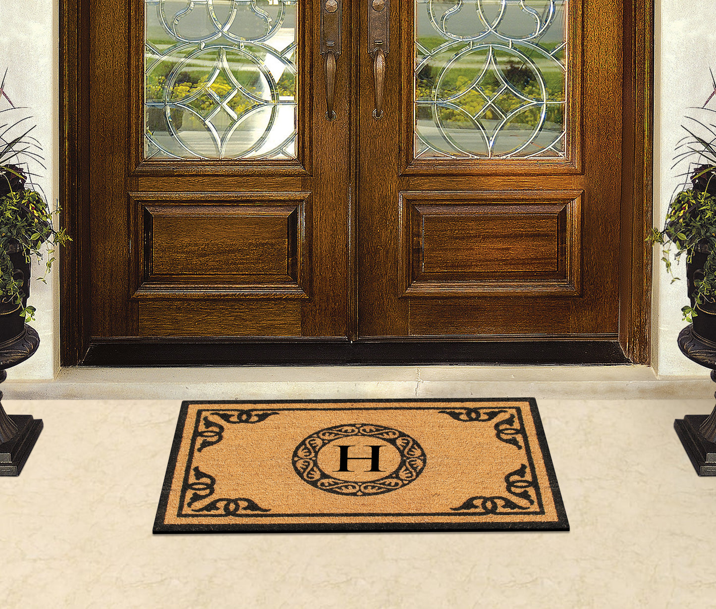 A1HC Natural Coir Door Mat 24x39, Anti-Shed Treated Durable Doormat for Outdoor Entrance Monogrammed