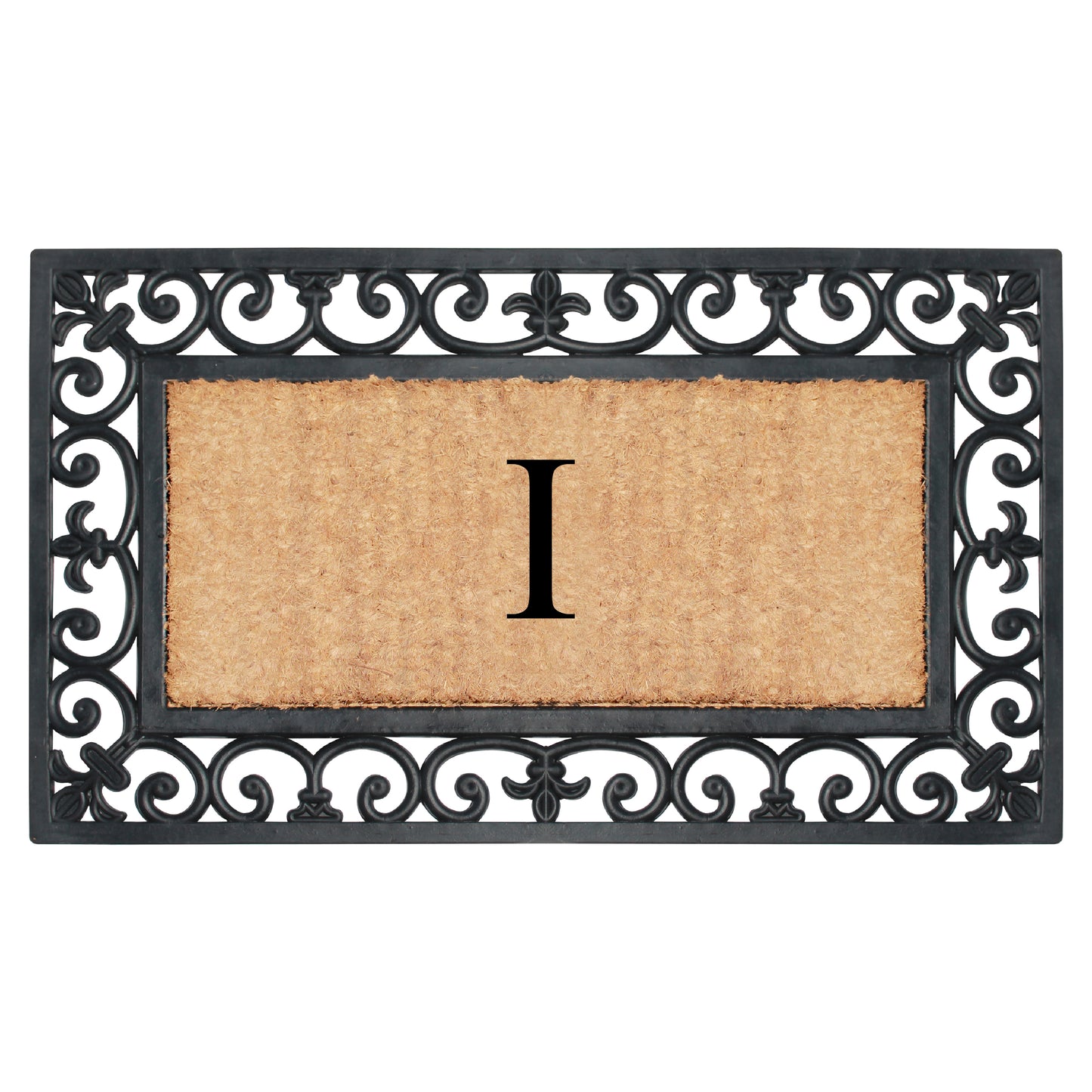 A1HC Natural Rubber & Coir 18x30, Monogrammed Doormat For Outdoor Entrance, Anti-Shed Treated Mat