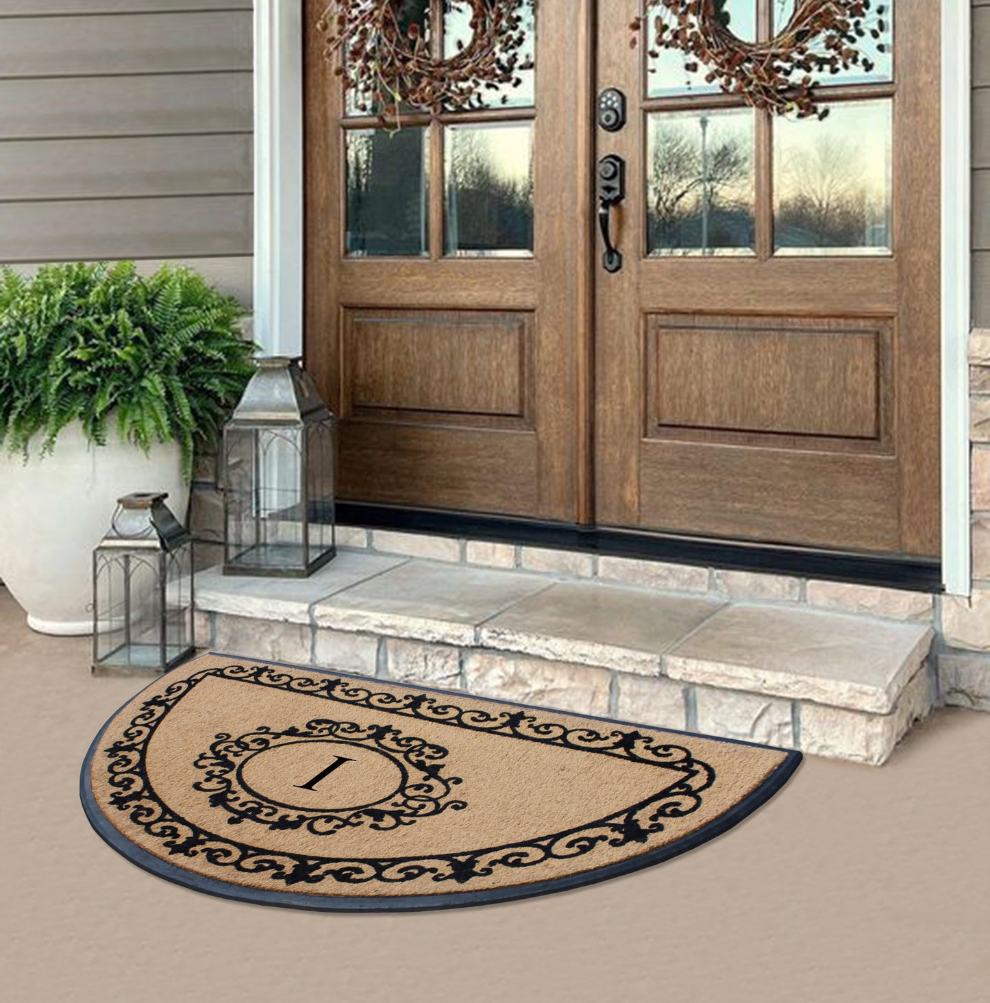 A1HC Natural Coir & Rubber Hand Flocked Large Monogrammed Thick Door Mat 36"x72" Entrance Doormats