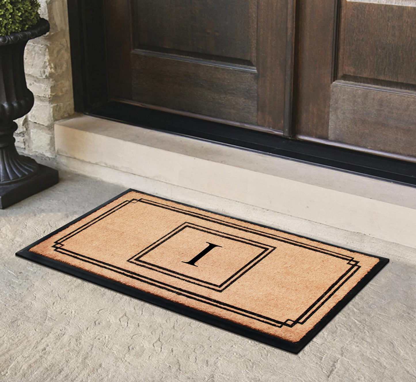 A1HC Natural Coir Monogrammed Heavy Duty Entrance Door Mat 24X48, Anti-Shed Treated Durable Doormat