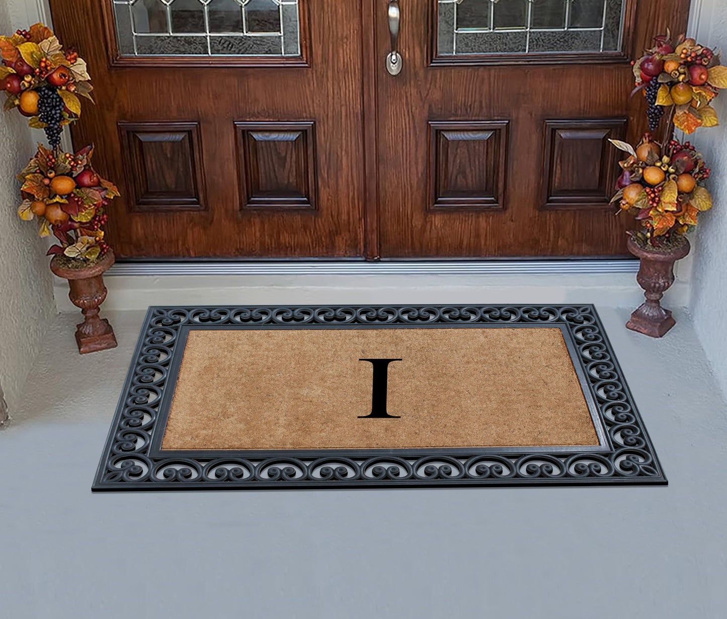 A1HC Natural Rubber & Coir 30x48, Monogrammed Doormat For Outdoor Entrance, Anti-Shed Treated Mat