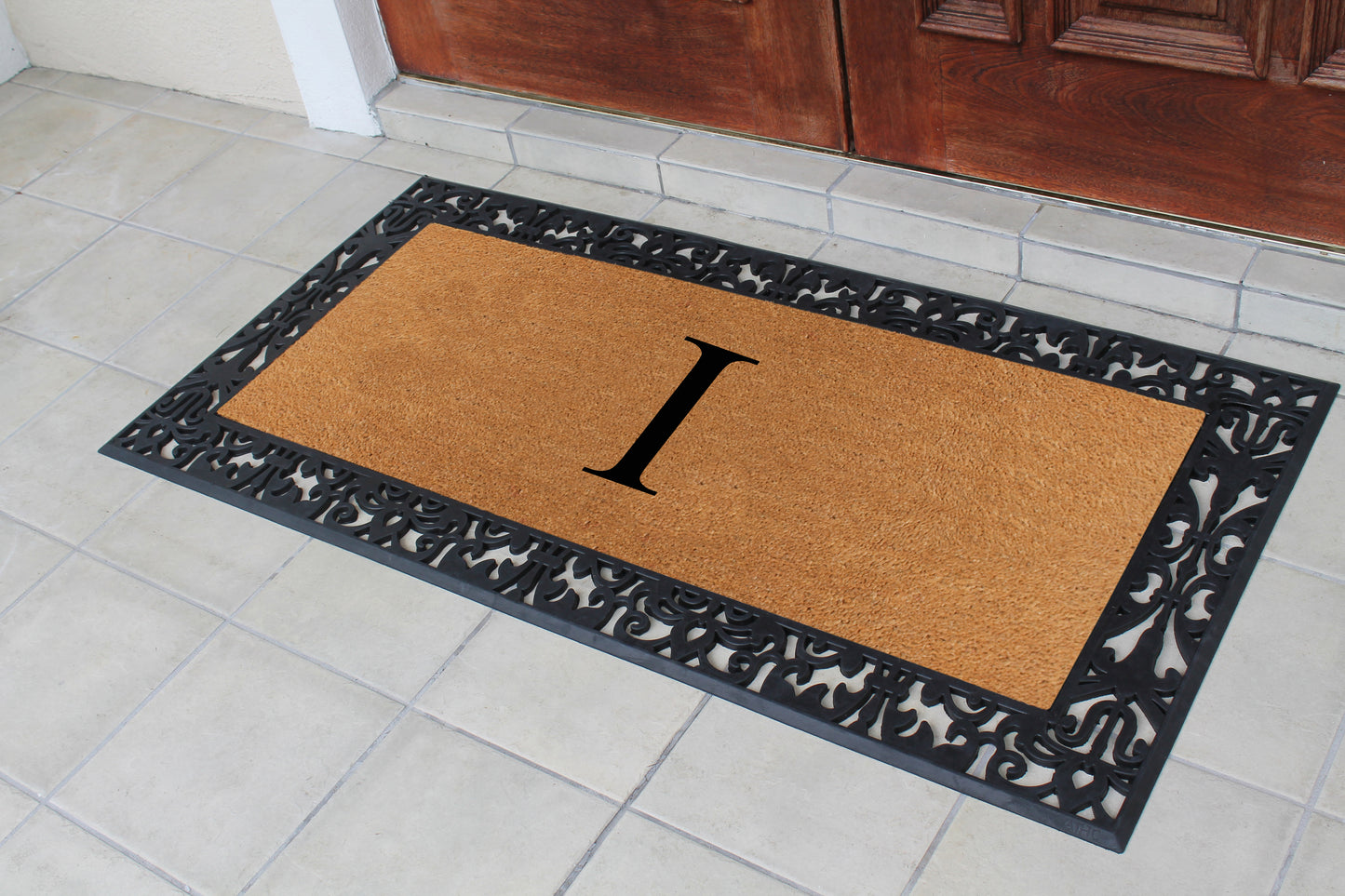 A1HC Natural Coir Monogrammed Outdoor Entrance Door Mat 30X60, Anti-Shed Treated Durable Doormat