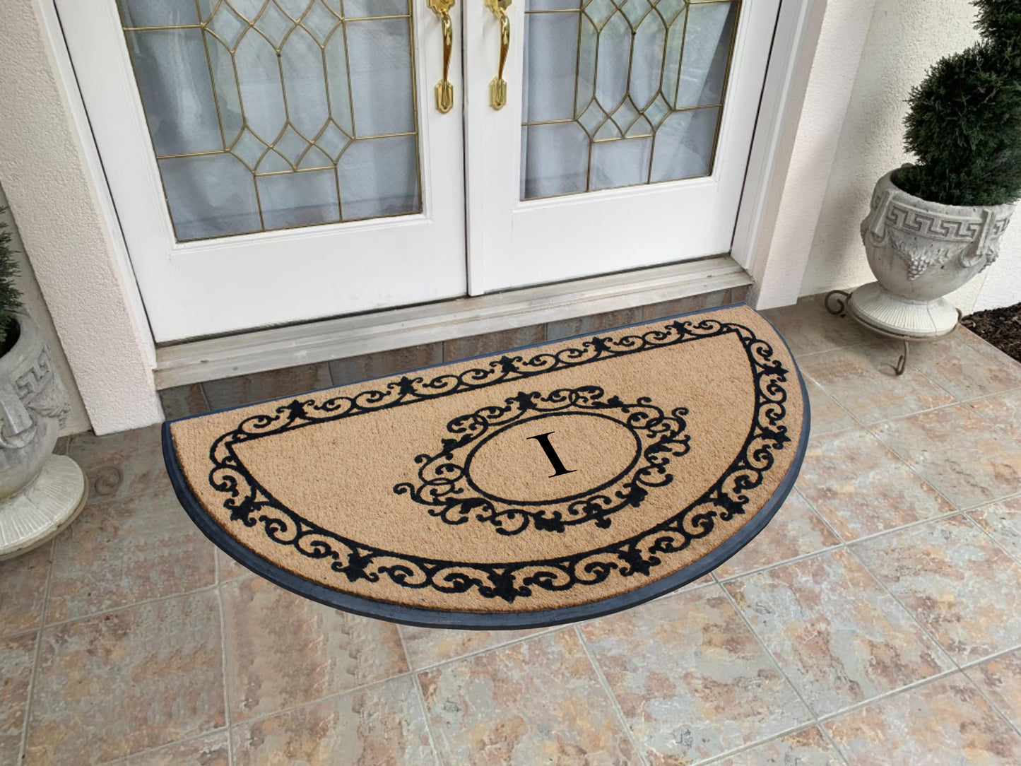 A1HC Natural Coir & Rubber Hand Flocked Large Monogrammed Thick Door Mat 36"x72" Entrance Doormats