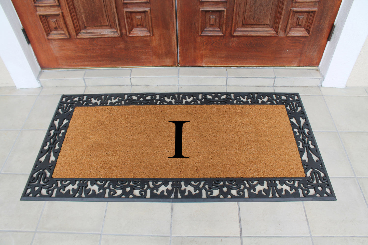 A1HC Natural Coir Monogrammed Outdoor Entrance Door Mat 30X60, Anti-Shed Treated Durable Doormat