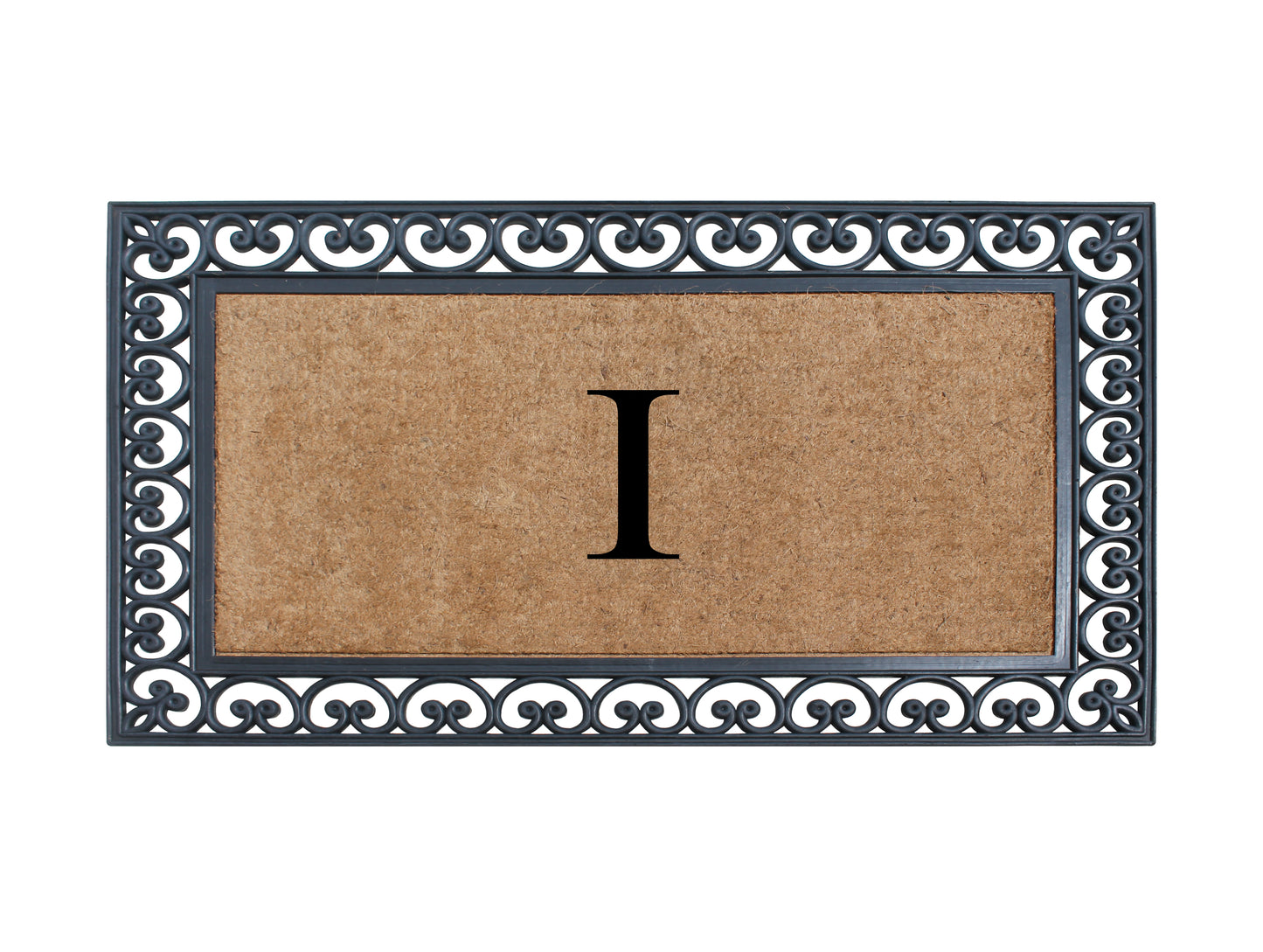 A1HC Natural Rubber & Coir 30x48, Monogrammed Doormat For Outdoor Entrance, Anti-Shed Treated Mat