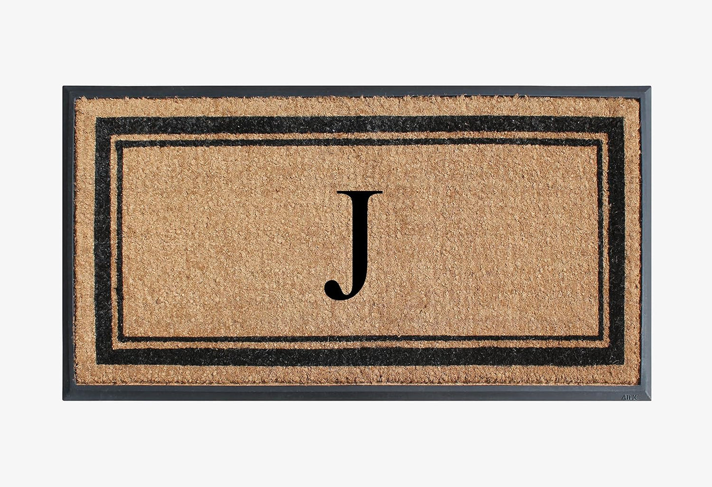 A1HC Natural Rubber Coir Outdoor Doormat 24x48 Monogrammed Anti-Shed Treated Durable Front Door Mat