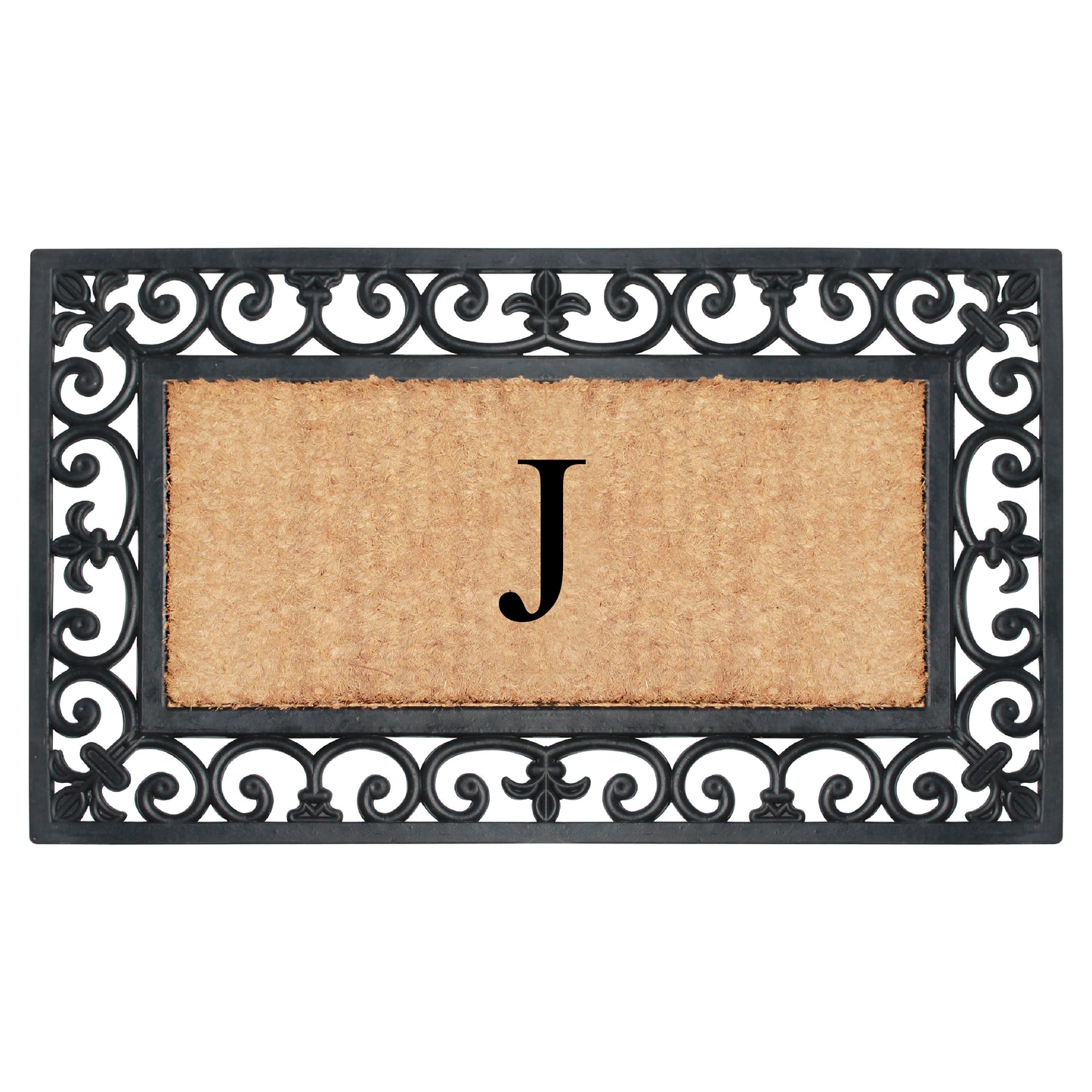 A1HC Natural Rubber & Coir 18x30, Monogrammed Doormat For Outdoor Entrance, Anti-Shed Treated Mat