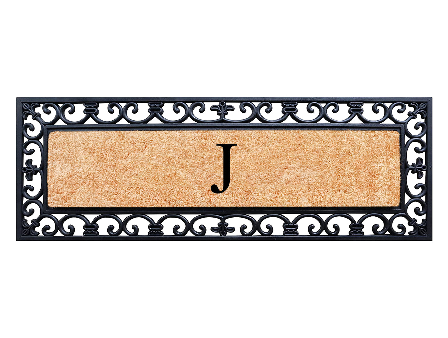 A1HC Rubber Coir Doormat For Outdoor Entrance, Anti-Shed Treated Front Door Mat 18x48, Monogrammed