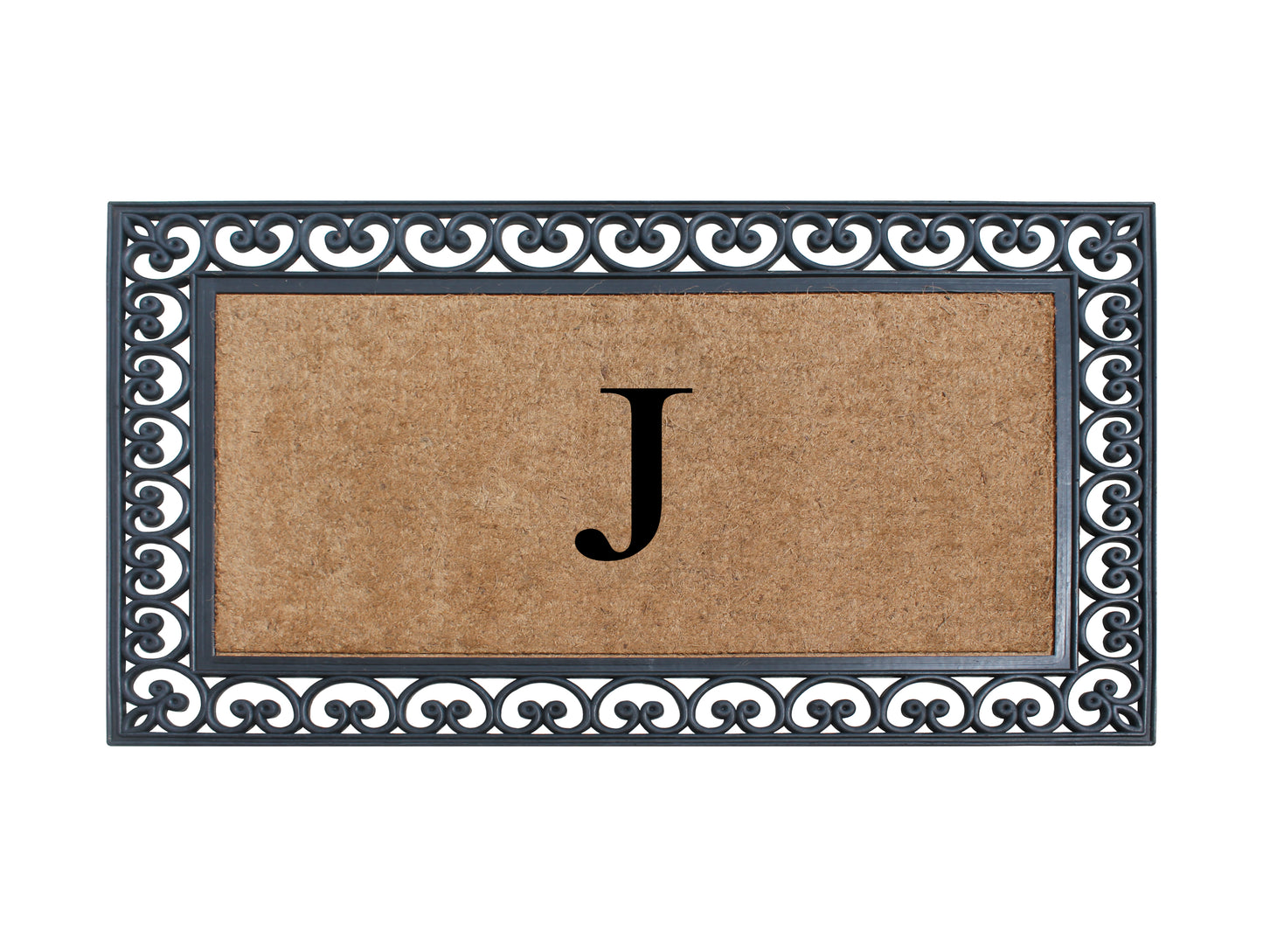 A1HC Natural Rubber & Coir 30x48, Monogrammed Doormat For Outdoor Entrance, Anti-Shed Treated Mat