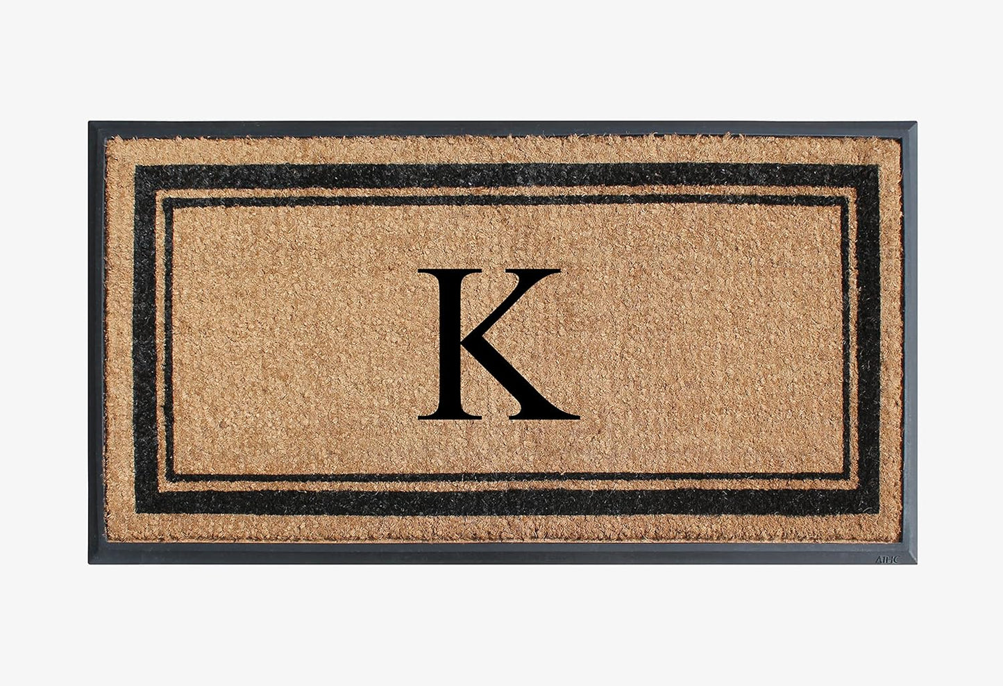 A1HC Natural Rubber Coir Outdoor Doormat 24x48 Monogrammed Anti-Shed Treated Durable Front Door Mat