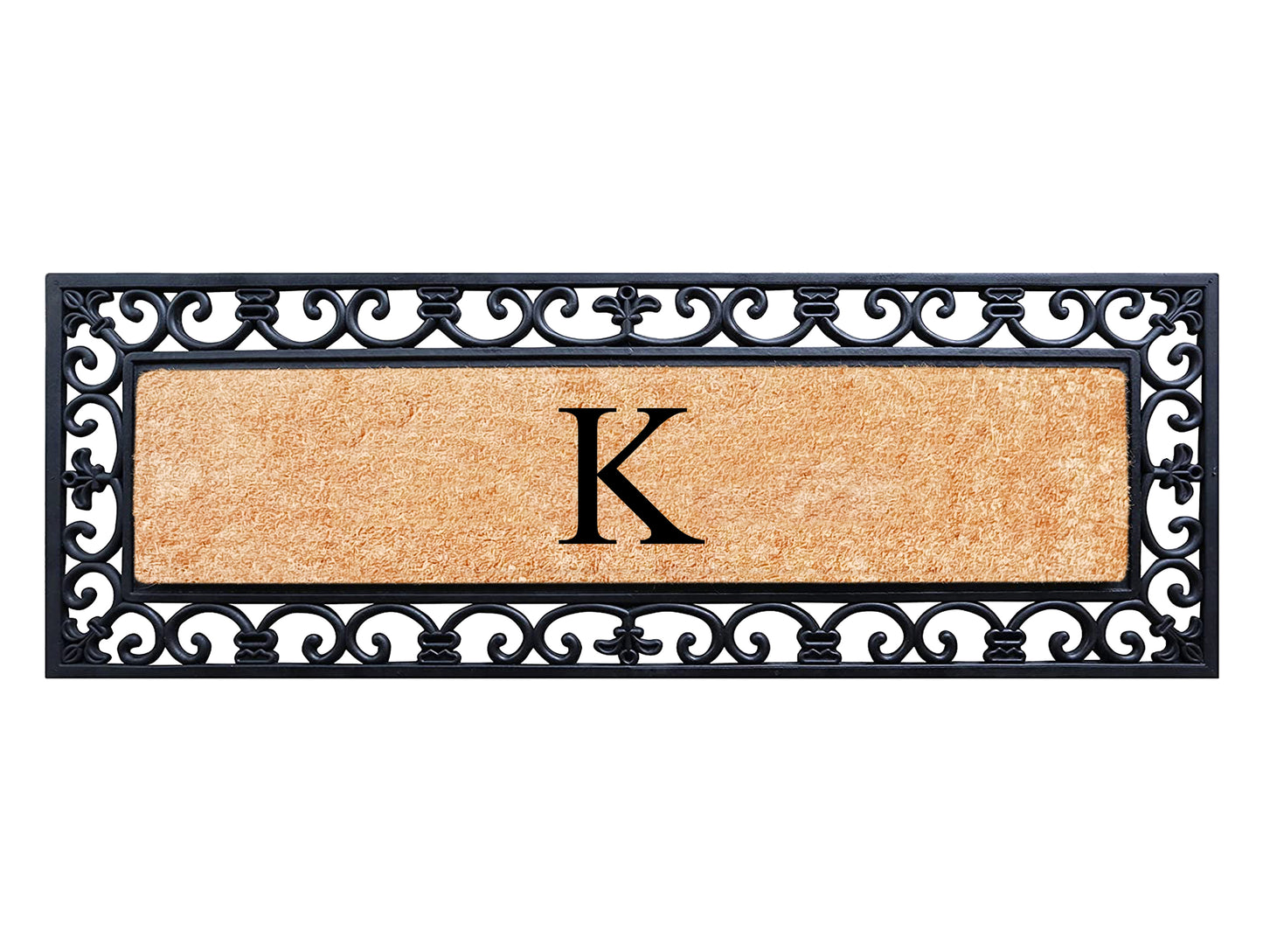 A1HC Rubber Coir Doormat For Outdoor Entrance, Anti-Shed Treated Front Door Mat 18x48, Monogrammed