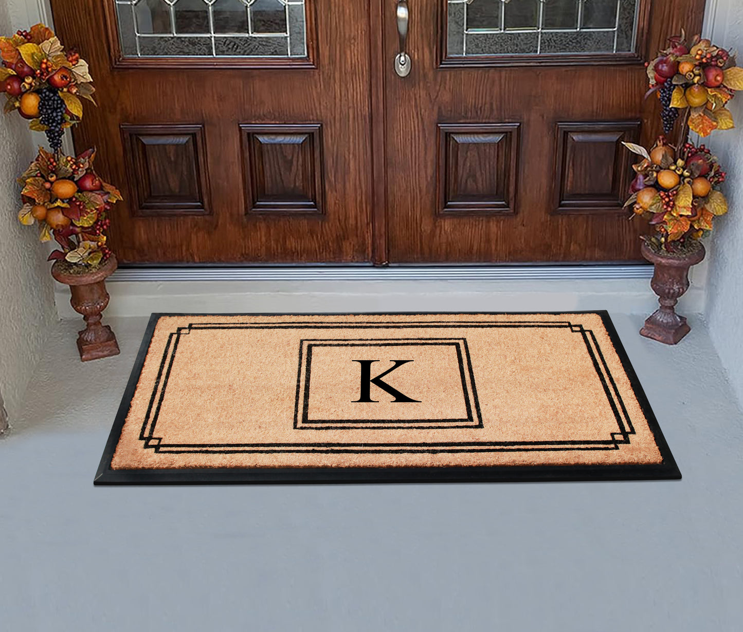 A1HC Natural Coir Monogrammed Heavy Duty Entrance Door Mat 24X48, Anti-Shed Treated Durable Doormat