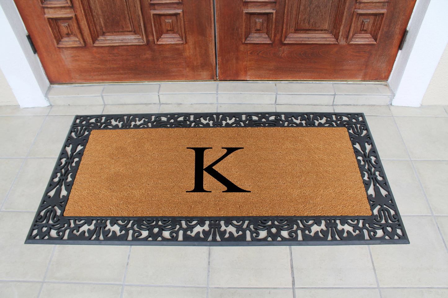 A1HC Natural Coir Monogrammed Outdoor Entrance Door Mat 30X60, Anti-Shed Treated Durable Doormat