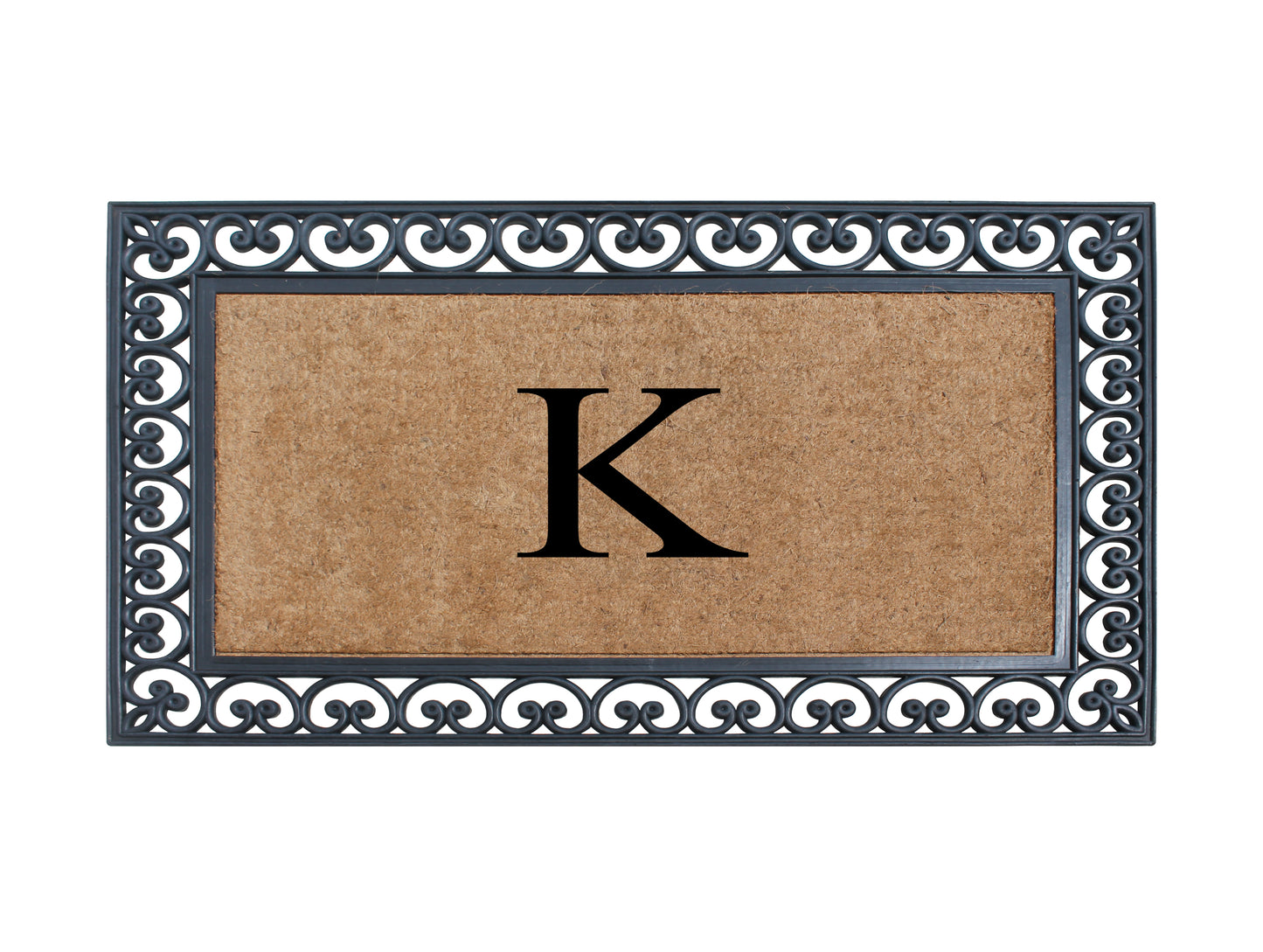A1HC Natural Rubber & Coir 30x48, Monogrammed Doormat For Outdoor Entrance, Anti-Shed Treated Mat