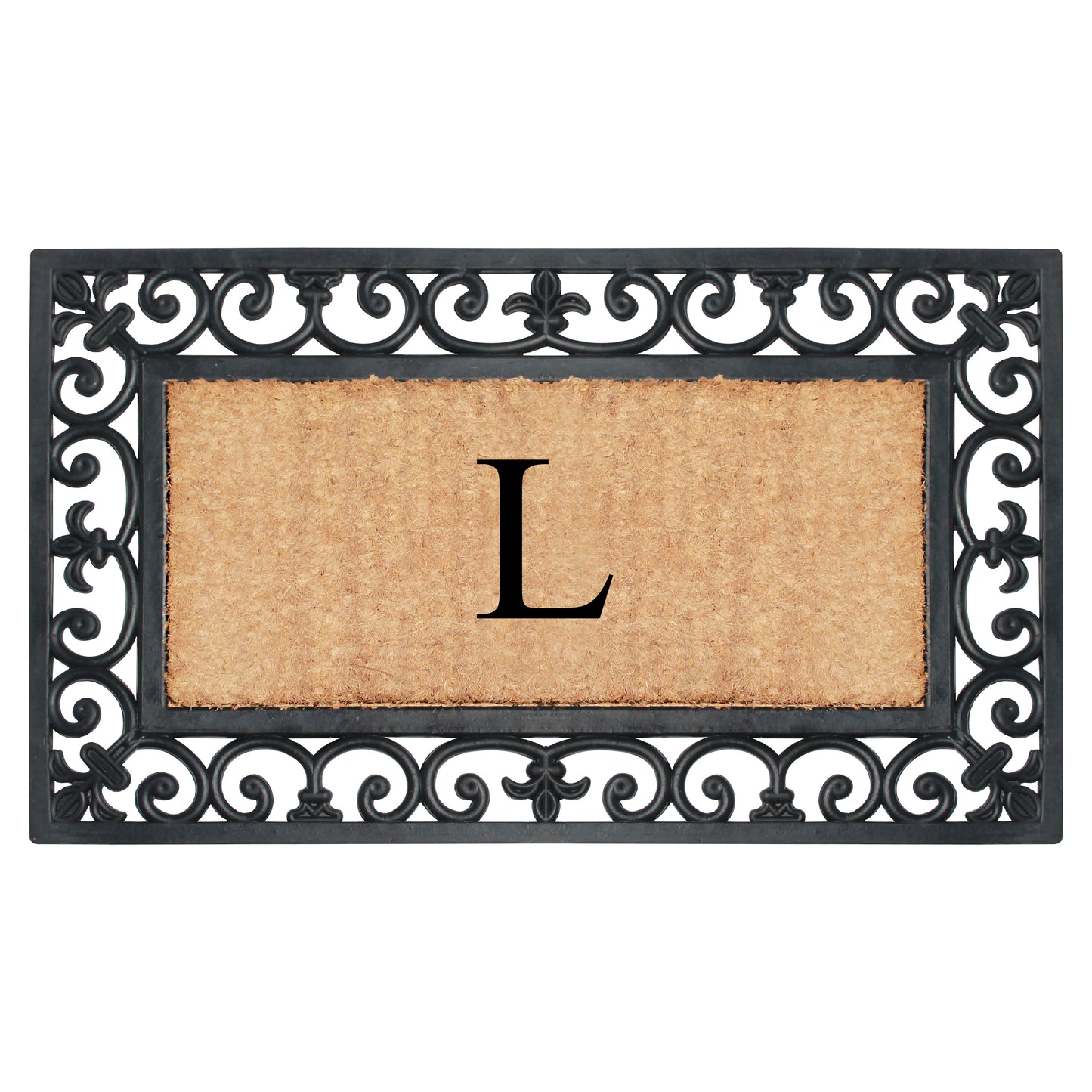 A1HC Natural Rubber & Coir 18x30, Monogrammed Doormat For Outdoor Entrance, Anti-Shed Treated Mat