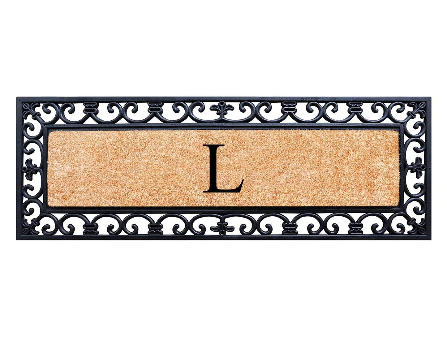 A1HC Rubber Coir Doormat For Outdoor Entrance, Anti-Shed Treated Front Door Mat 18x48, Monogrammed