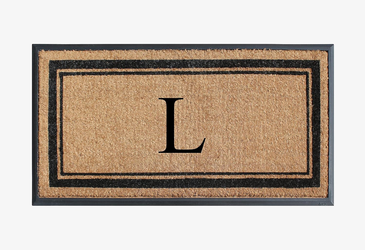 A1HC Natural Rubber Coir Outdoor Doormat 24x48 Monogrammed Anti-Shed Treated Durable Front Door Mat