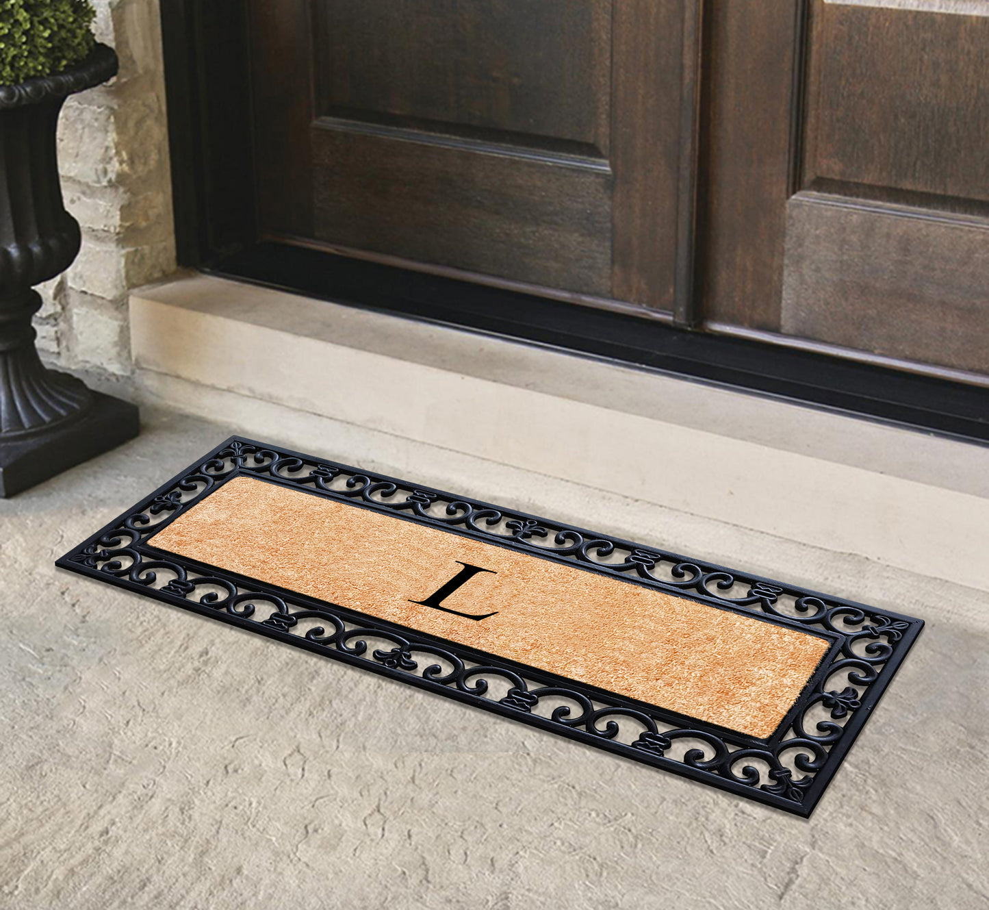 A1HC Rubber Coir Doormat For Outdoor Entrance, Anti-Shed Treated Front Door Mat 18x48, Monogrammed