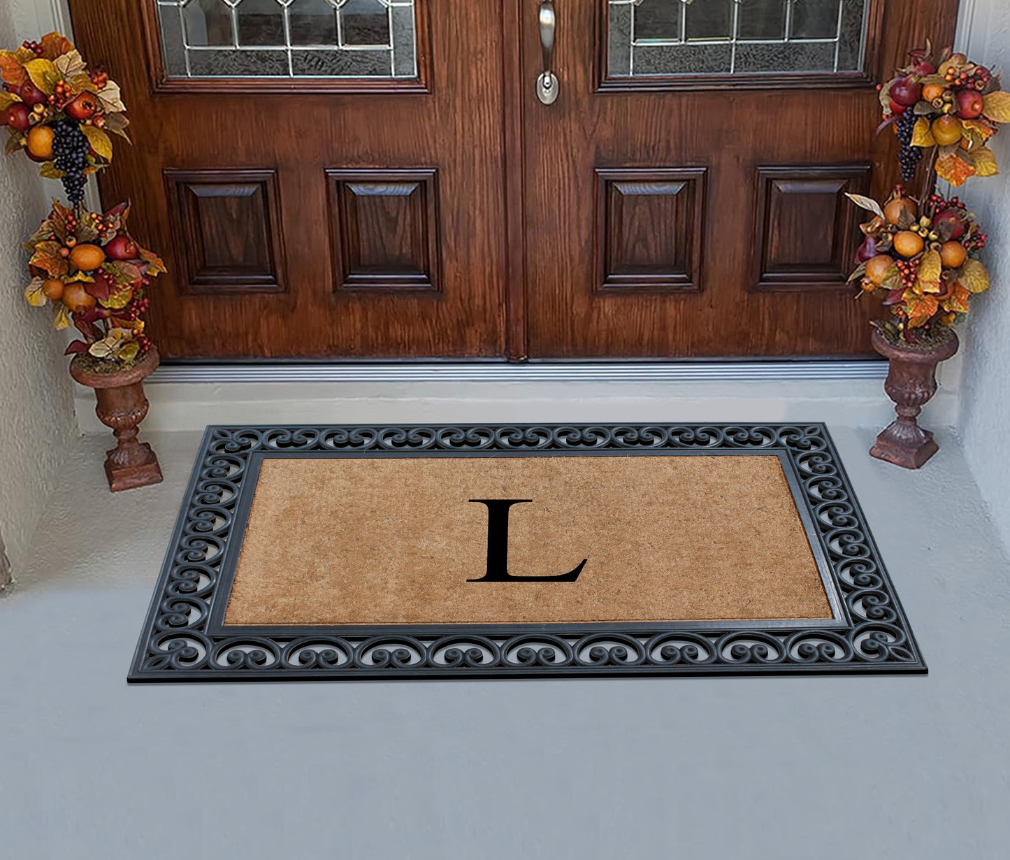 A1HC Natural Rubber & Coir 30x48, Monogrammed Doormat For Outdoor Entrance, Anti-Shed Treated Mat