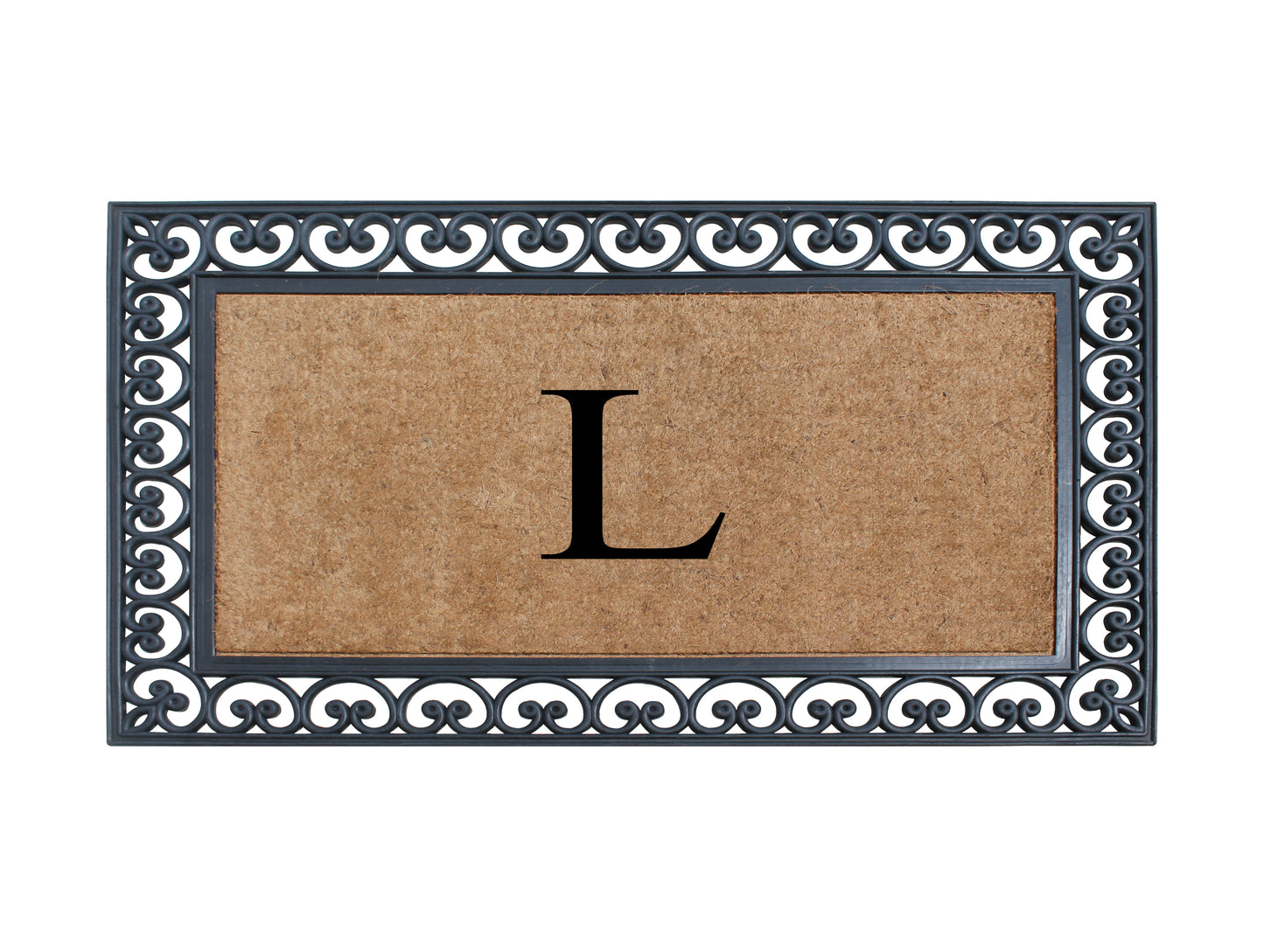 A1HC Natural Rubber & Coir 30x48, Monogrammed Doormat For Outdoor Entrance, Anti-Shed Treated Mat