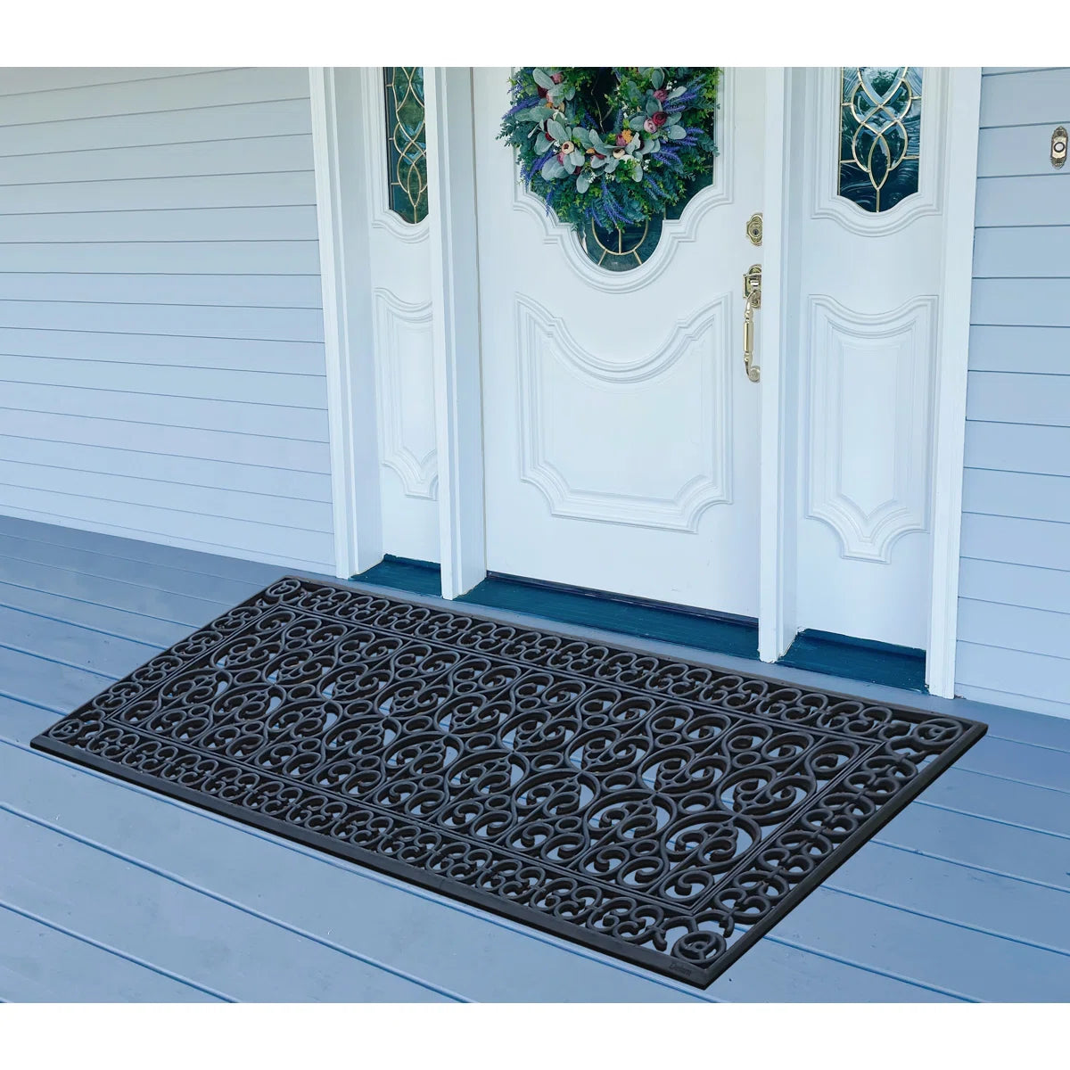 A1HC Large Outdoor Floor Door Mat, 24"X57", Natural Rubber Grill Drainable Design & Anti Fatigue Doormat