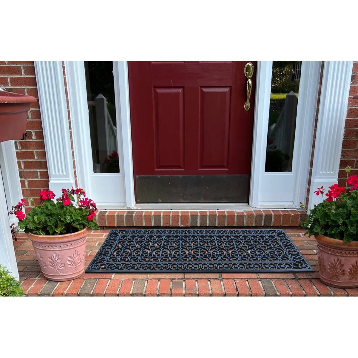 A1HC Large Outdoor Floor Door Mat, 24"X57", Natural Rubber Grill Drainable Design & Anti Fatigue Doormat