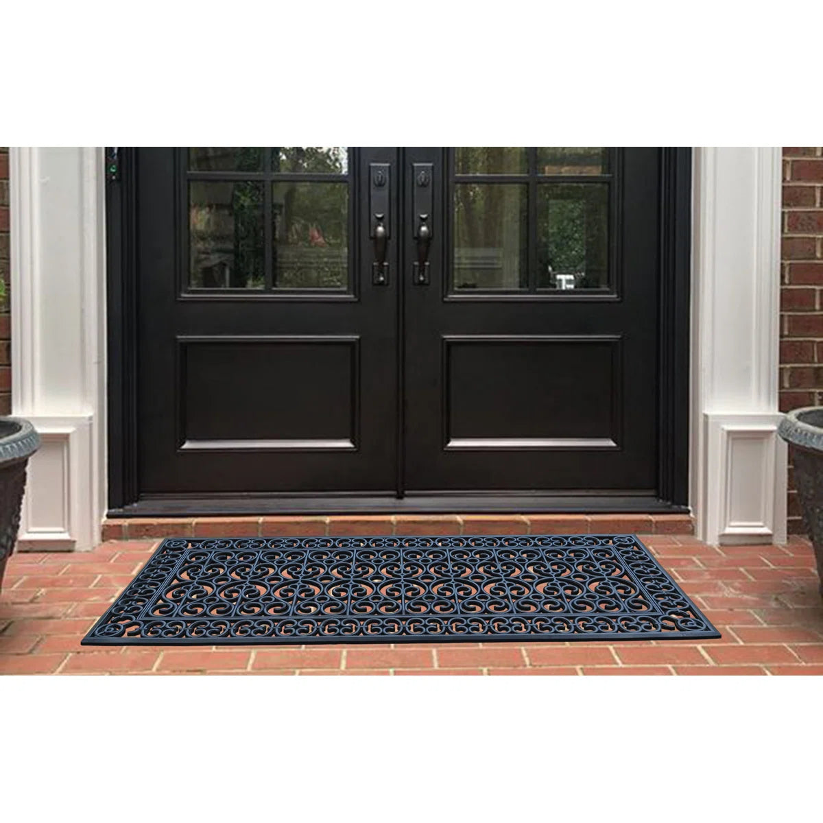 A1HC Large Outdoor Floor Door Mat, 24"X57", Natural Rubber Grill Drainable Design & Anti Fatigue Doormat