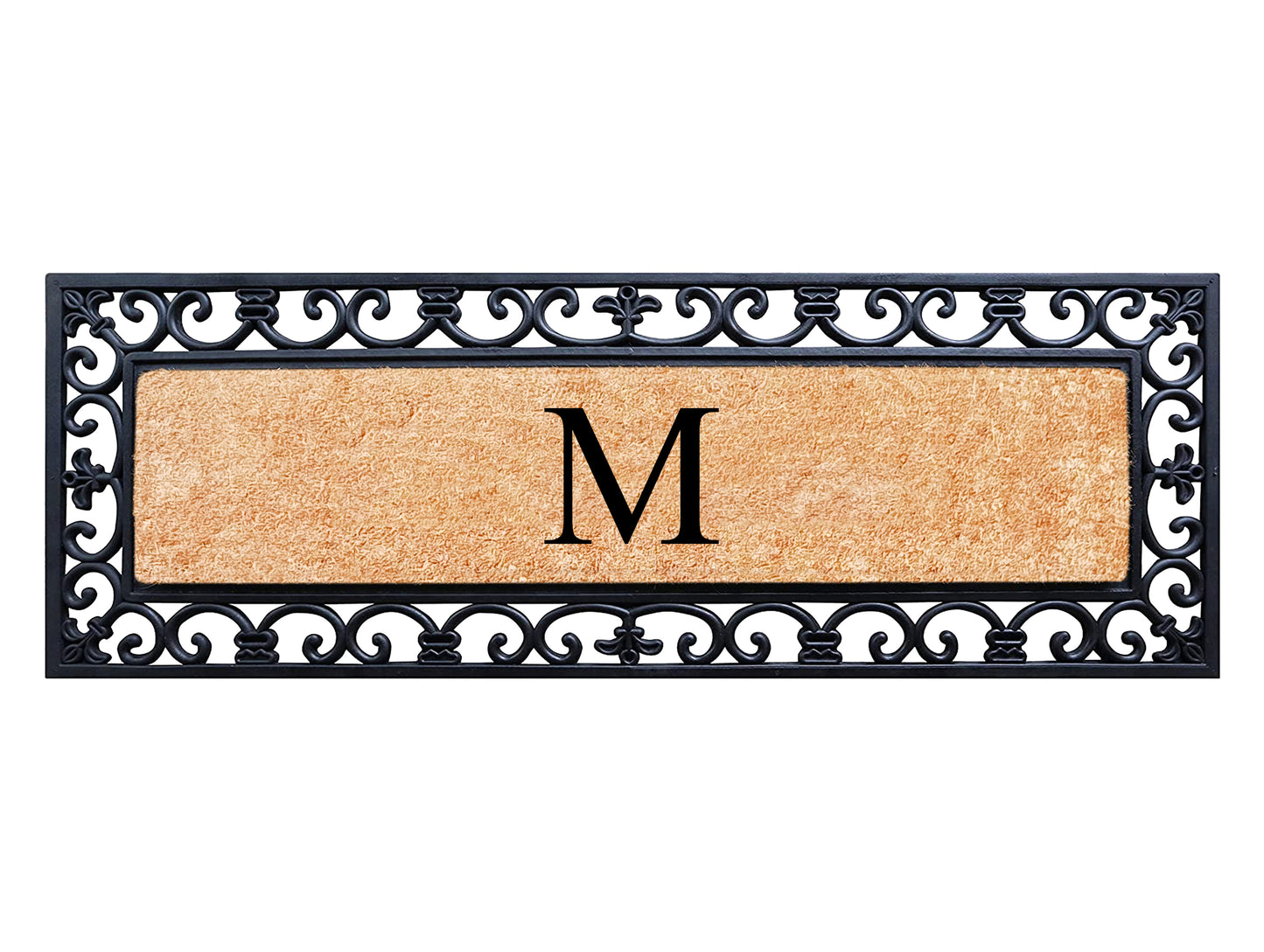 A1HC Rubber Coir Doormat For Outdoor Entrance, Anti-Shed Treated Front Door Mat 18x48, Monogrammed