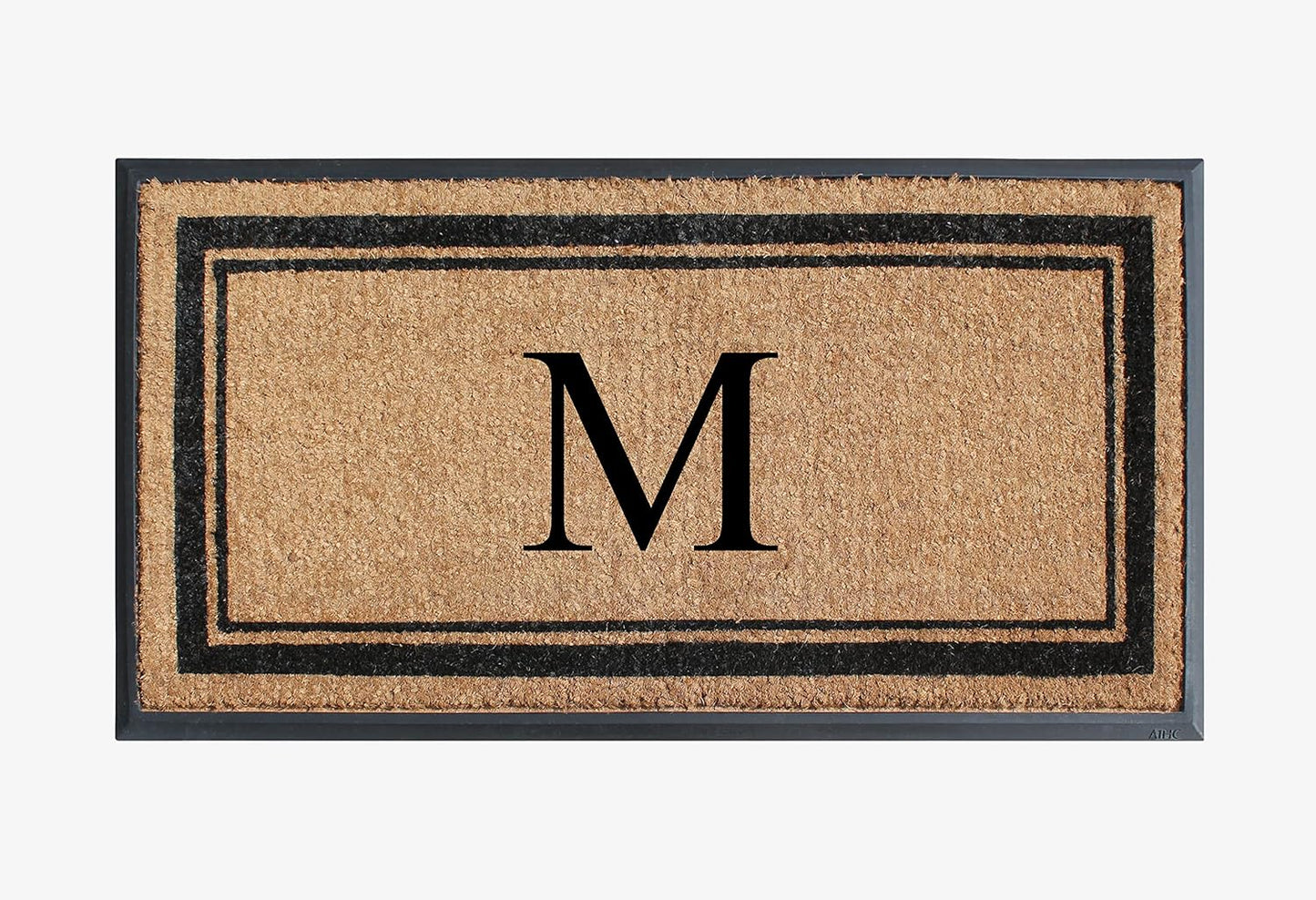 A1HC Natural Rubber Coir Outdoor Doormat 24x48 Monogrammed Anti-Shed Treated Durable Front Door Mat