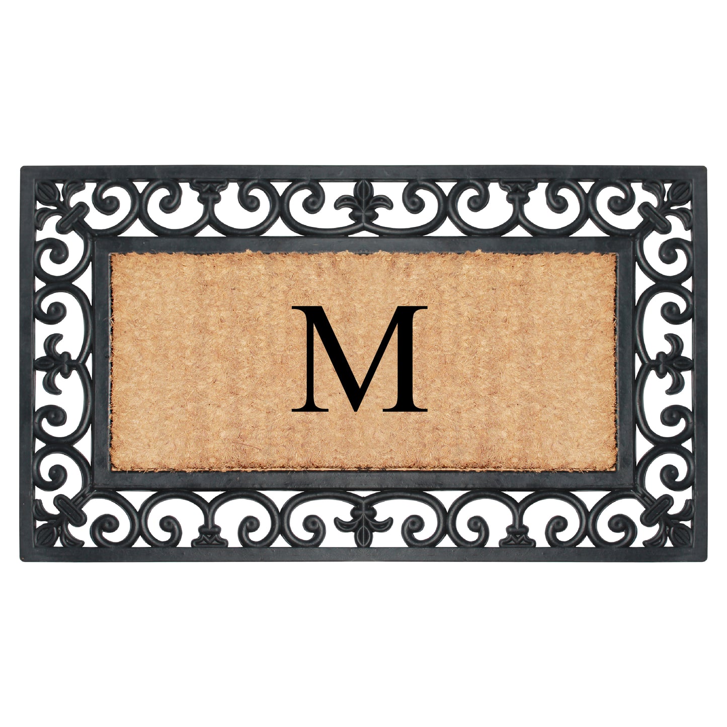 A1HC Natural Rubber & Coir 18x30, Monogrammed Doormat For Outdoor Entrance, Anti-Shed Treated Mat