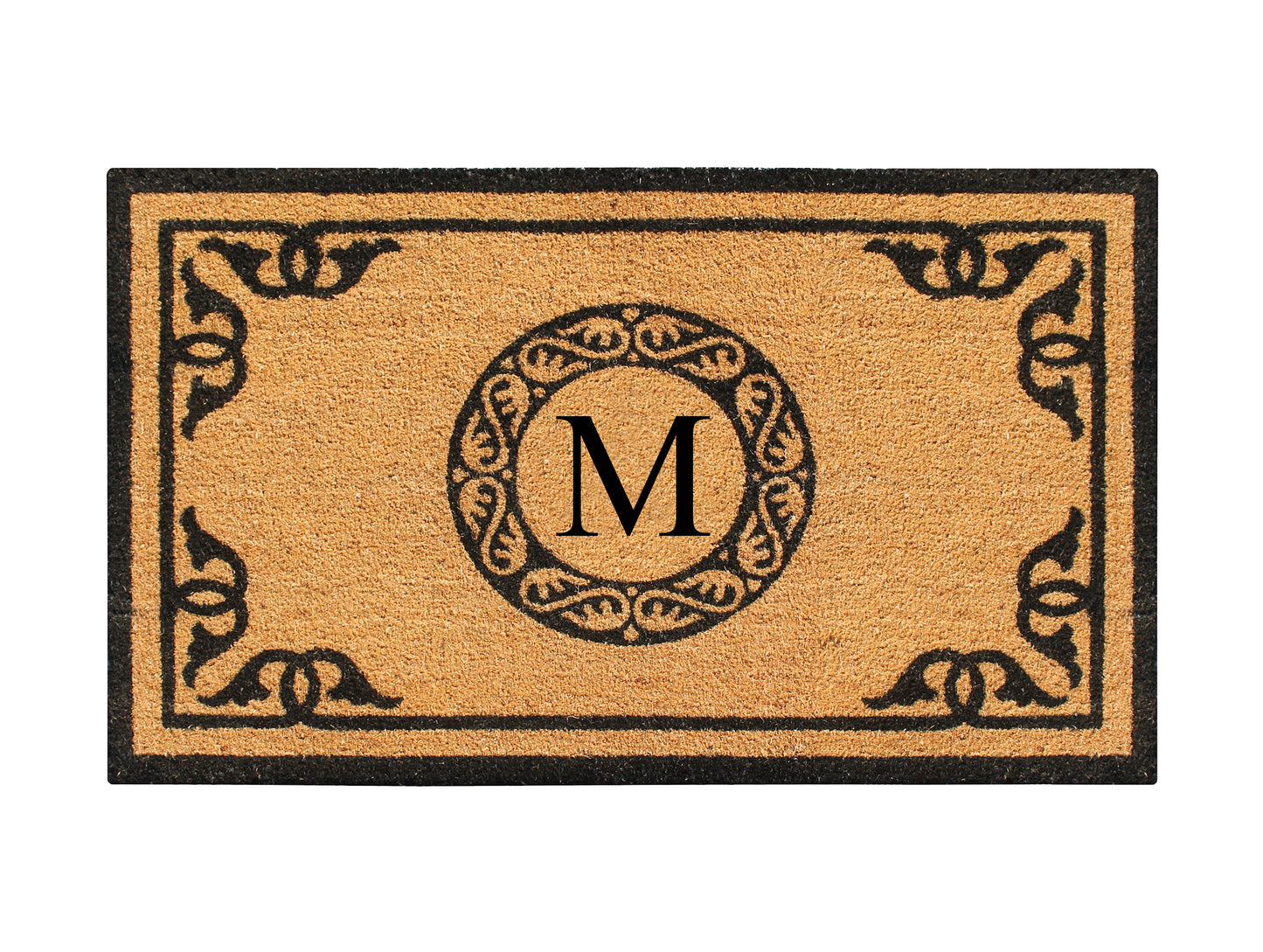 A1HC Natural Coir Door Mat 24x39, Anti-Shed Treated Durable Doormat for Outdoor Entrance Monogrammed