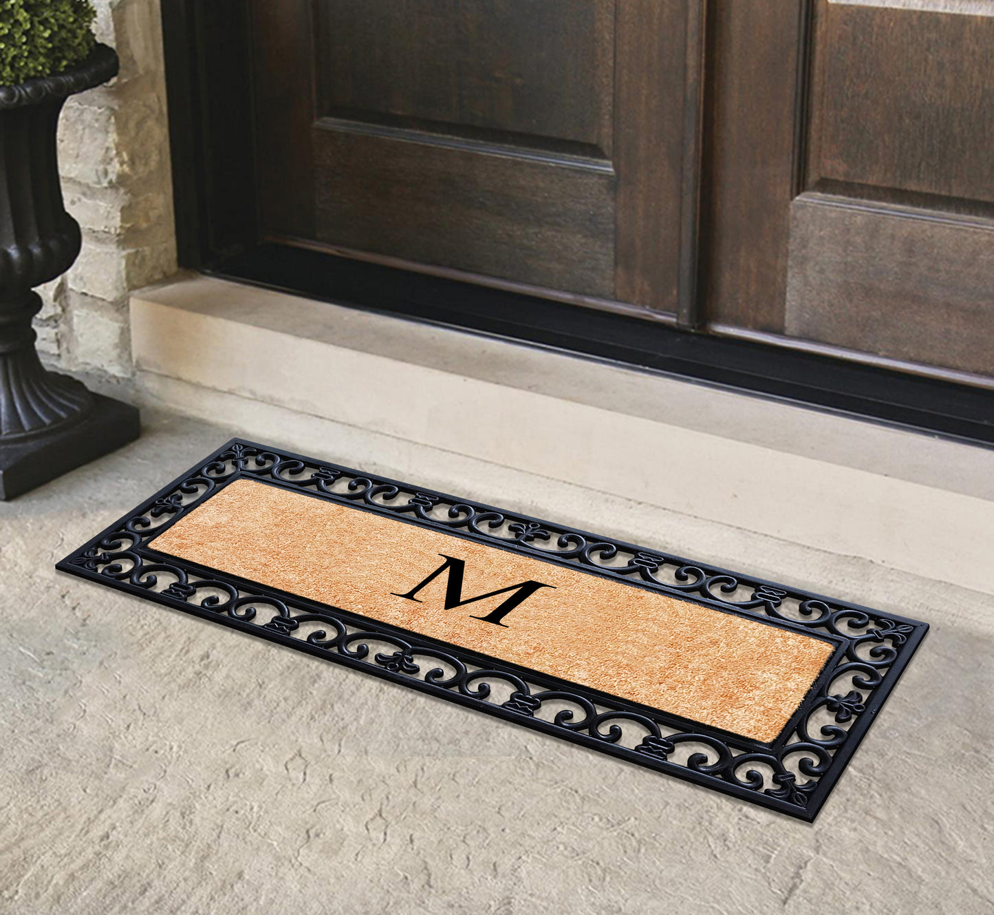 A1HC Rubber Coir Doormat For Outdoor Entrance, Anti-Shed Treated Front Door Mat 18x48, Monogrammed