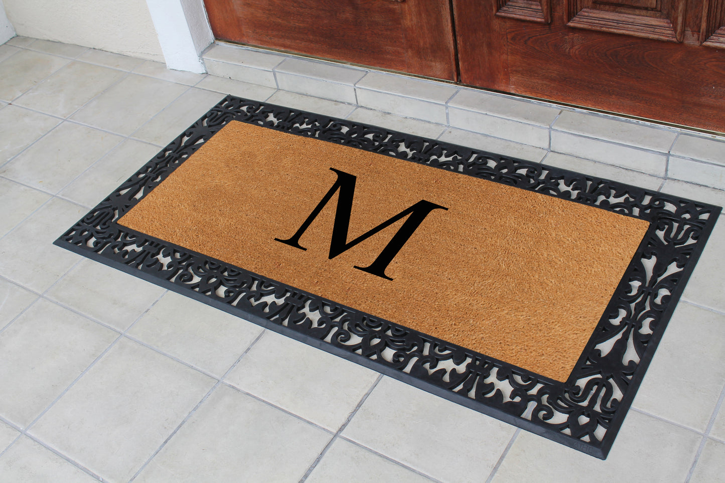 A1HC Natural Coir Monogrammed Outdoor Entrance Door Mat 30X60, Anti-Shed Treated Durable Doormat
