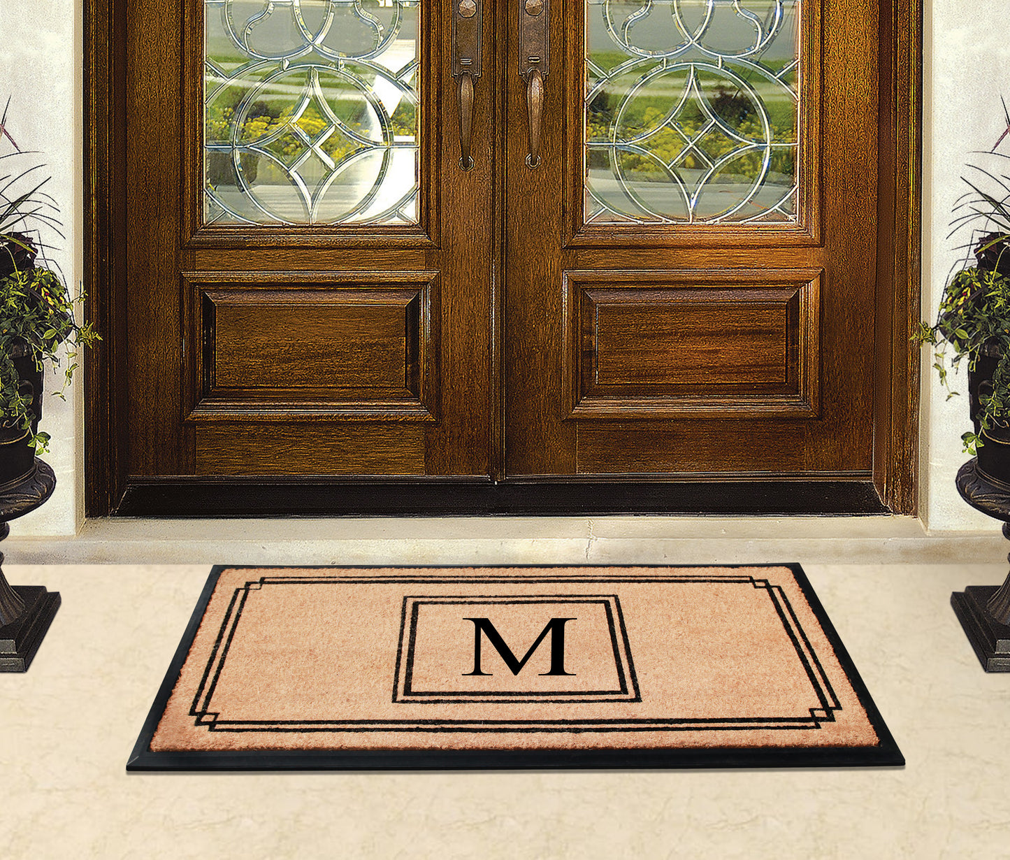 A1HC Natural Coir Monogrammed Heavy Duty Entrance Door Mat 24X48, Anti-Shed Treated Durable Doormat