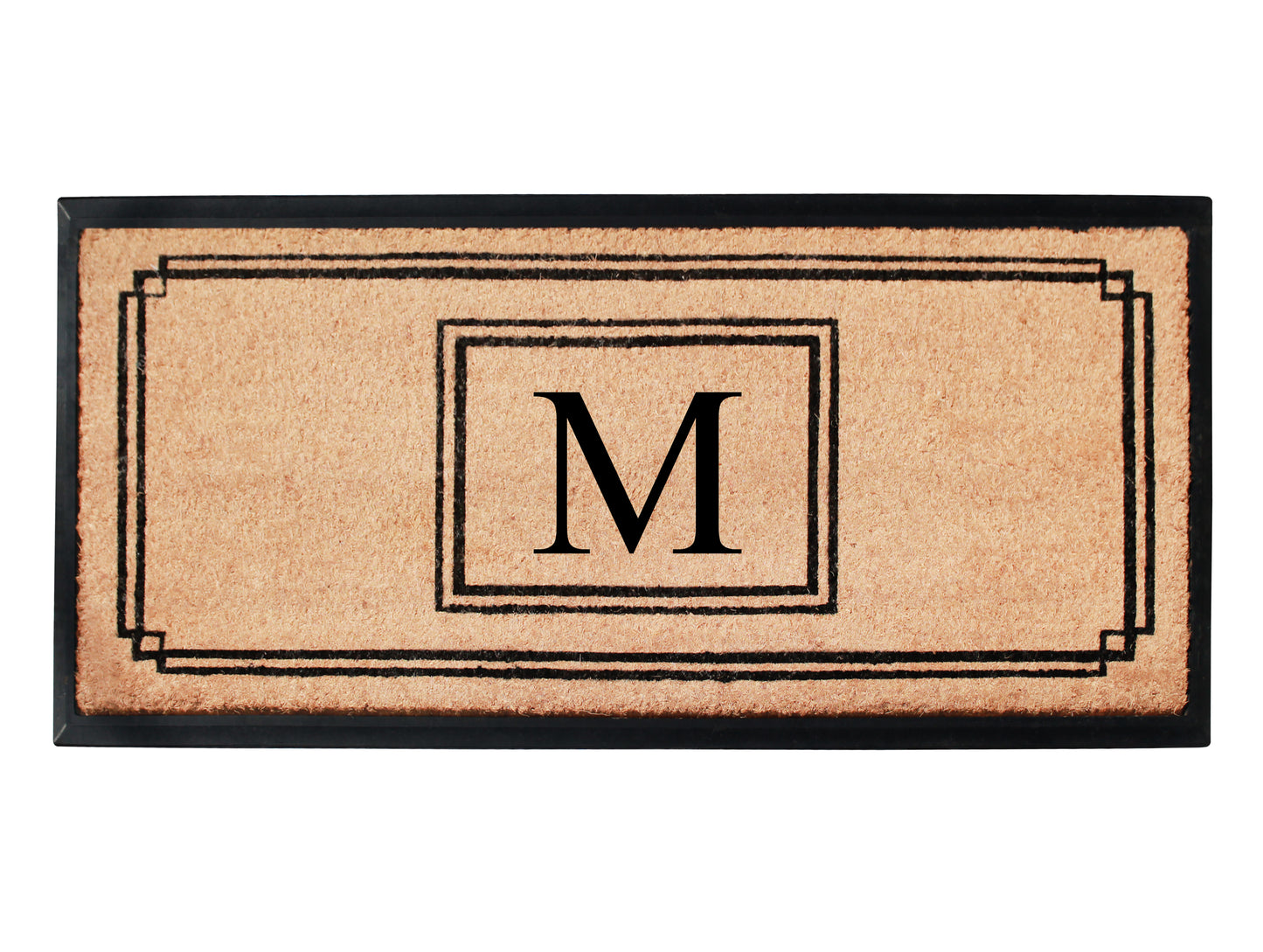 A1HC Natural Coir Monogrammed Heavy Duty Entrance Door Mat 24X48, Anti-Shed Treated Durable Doormat