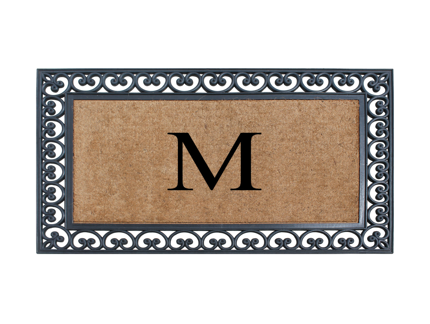 A1HC Natural Rubber & Coir 30x48, Monogrammed Doormat For Outdoor Entrance, Anti-Shed Treated Mat